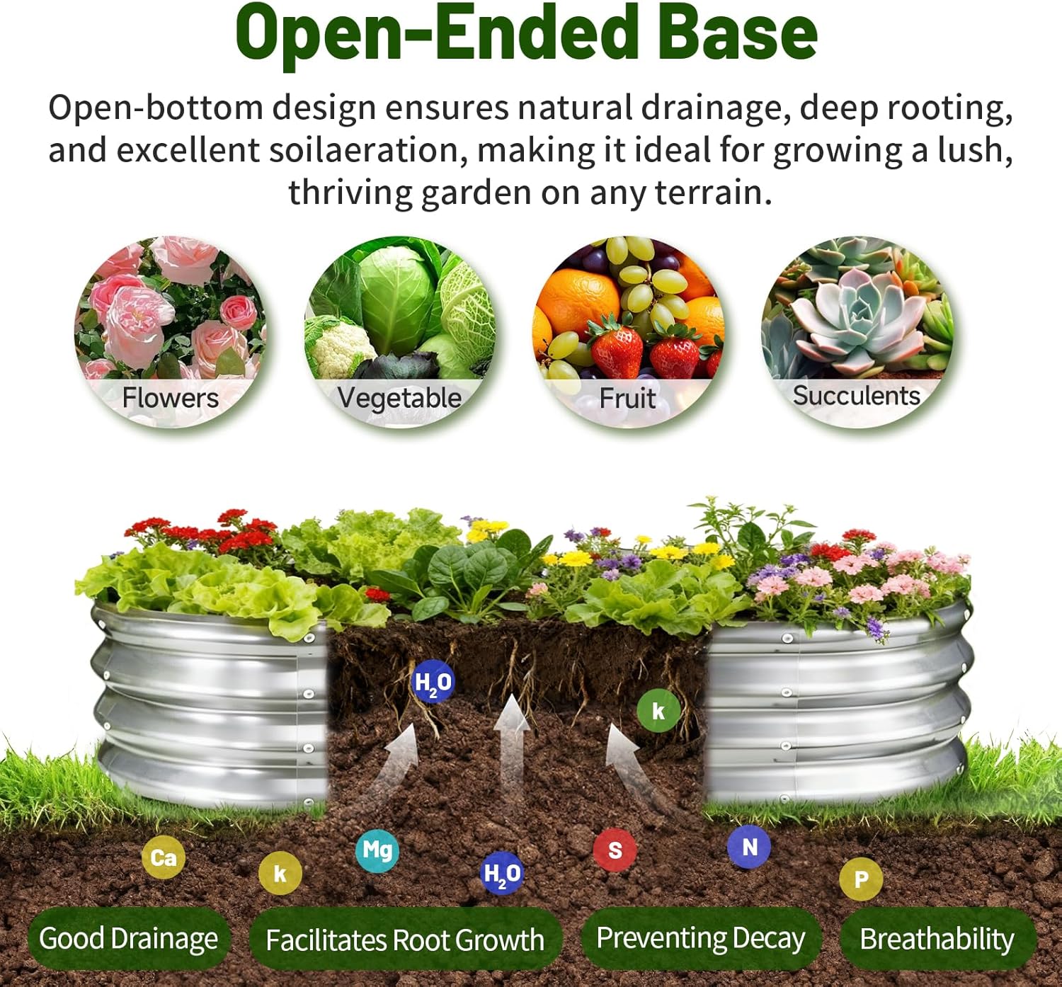 GOOZOO Galvanized Planter Raised Garden Bed, 4x2x1 ft Raised Garden Bed Kit for Gardening Outdoor, Oval Metal Land Planter Box for Vegetables, Flowers, Herbs, Fruits, Easy Assembly（Silver）