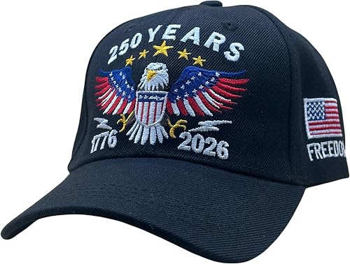 250th Anniversary Adults Structured Baseball Hat, Adjustable, Patriotic USA 250 