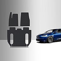 Vista 1 de TOUGHPRO Accesorios para alfombrillas de piso de 1ª + 2ª + 3ª fila para Tesla Model X de 6 plazas, resistente para todo tipo de clima, goma negra