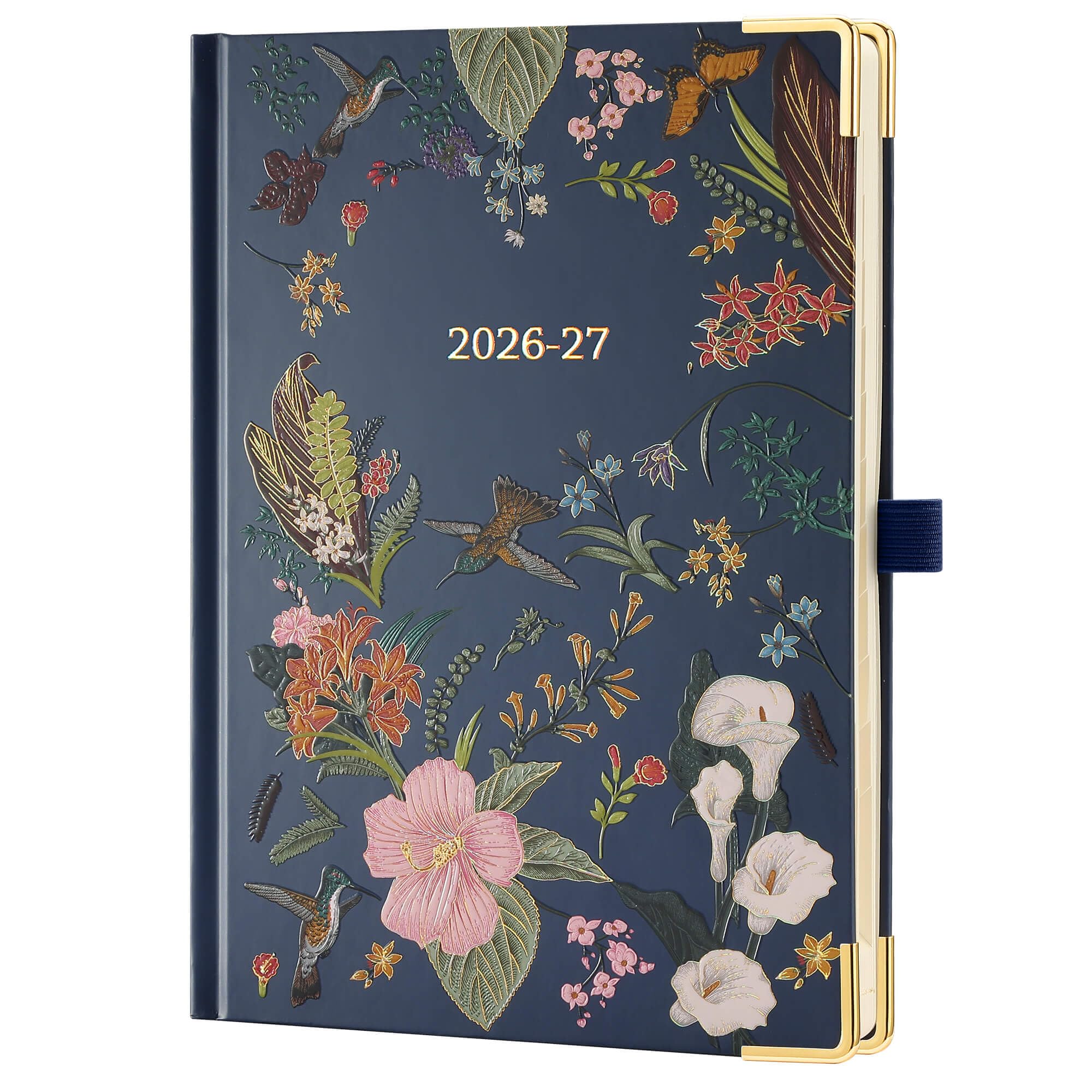 IN-LUXPRO Academic Diary 2026-2027: Luxury A5 Week to View(21.9x16.2cm)18 Months(Jul'26-Dec'27) Mid Year Diary 26/27 Horizontal Weekly Planner with Month Tabs,3D Designed Flower Hardcover Green