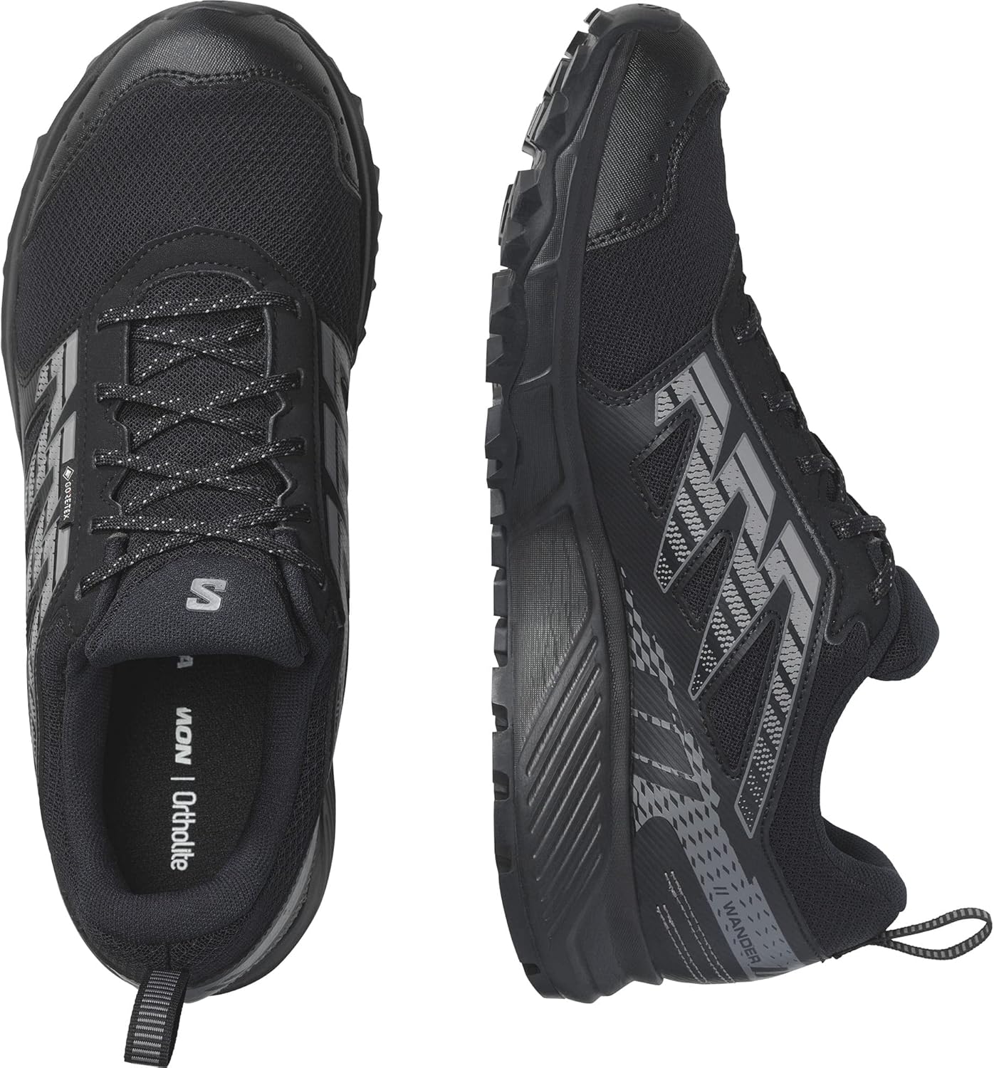 SALOMON Wander Gore-Tex Scarpe da Trail Running e Escursionismo da Uomo, A prova di outdoor, Comfort e ammortizzazione, Tenuta del piede sicura 44 EU Black Pewter Frost Gray - Immagine 4