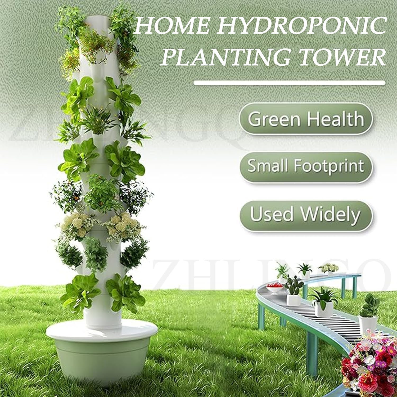 Sistema idroponico da giardino interno, torre aeroponica automatizzata con luci a LED, 5 strati, 20 vasi, kit per giardinaggio idroelettrico per erbe e verdure
