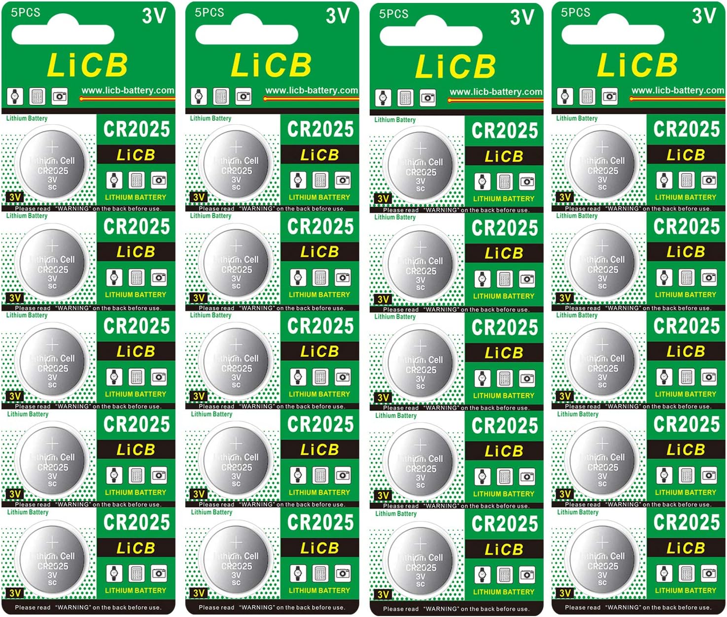 LiCB CR2025 Battery,CR2025 Lithium Batteries,3 Volt Coin & Button Cell (20-Pack)