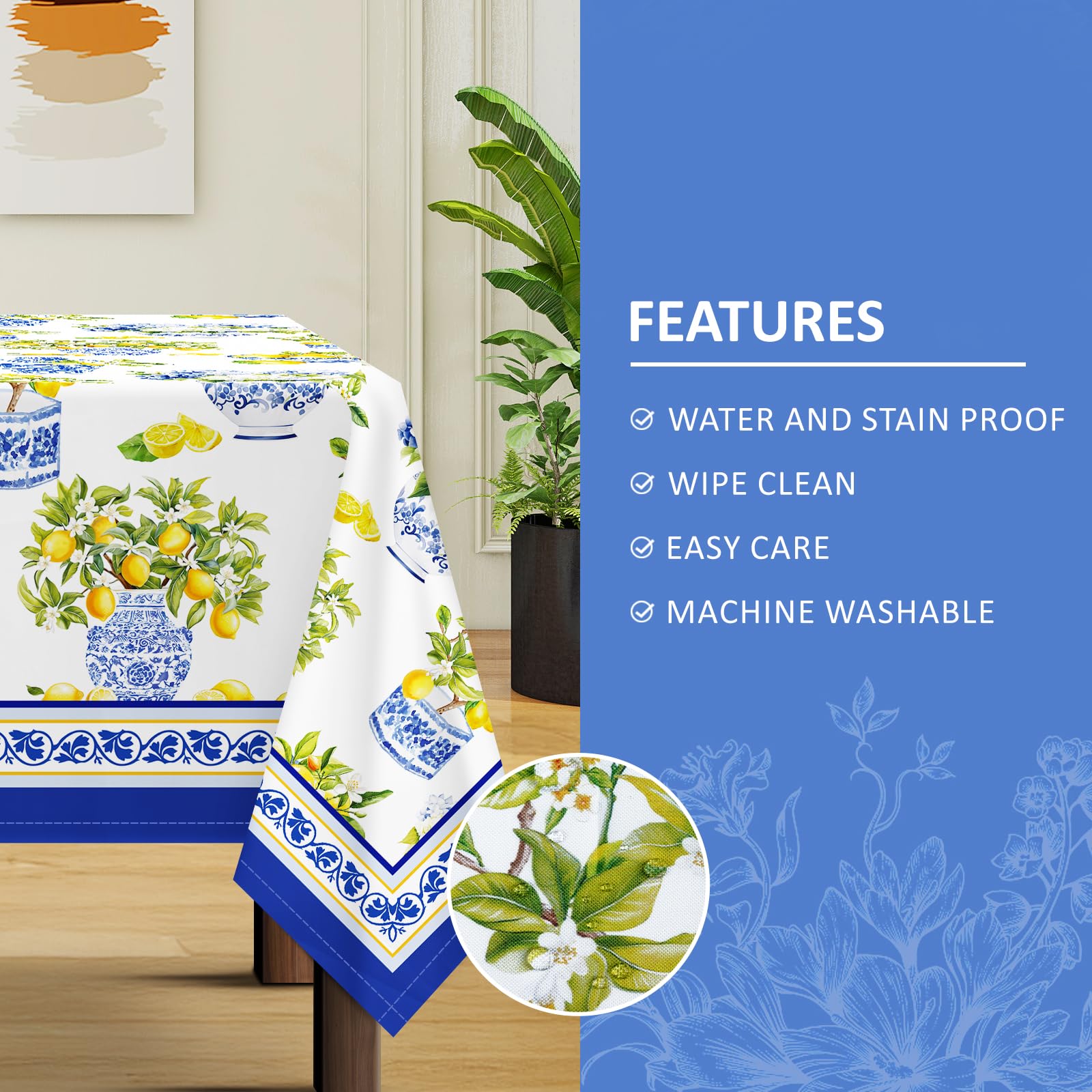 Arquiel Nappe Imprimée En érable, Nappe Rectangulaire Avec Feuilles De Récolte, Imperméable, Infroissable, Pour La Maison, La Cuisine, Les Fêtes, Thanksgiving, 152 X 213 Cm