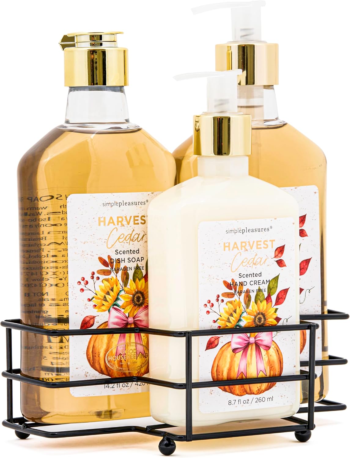 Simple Pleasures Harvest Cedar 3-Piece Set — 2 Hand Dish Soaps & 1 Lotion