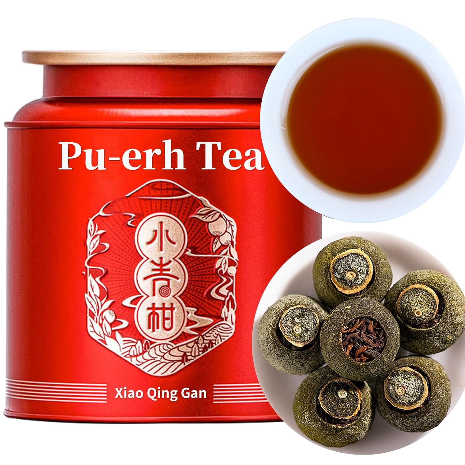 CHADUO Tangerine Peel Pu-erh Tea Xiaoqinggan Orange Puerh Yunnan Puerh Fermented Menghai Puer Xiao Qing Gan Pu'er Loose Leaf Xinhui Orange Peel Puer Tea 200g 7.05oz 小青柑 新会陈皮普洱茶 普洱茶