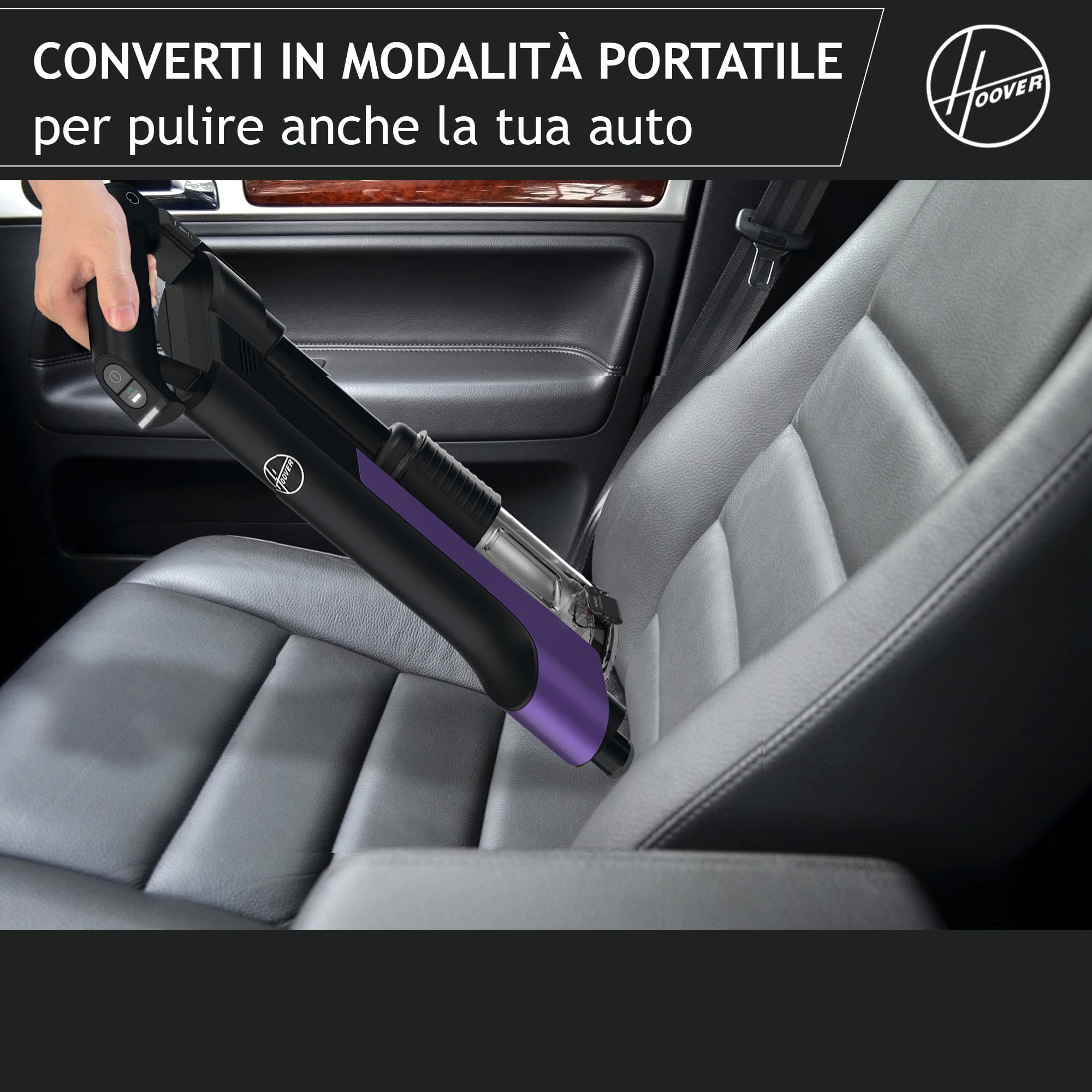 Hoover HF2 Aspirapolvere senza fili Ultraleggero, Tecnologia di compattazione polvere, Spazzola Multisuperficie Anti Groviglio, Luci LED, KIT accessori per una pulizia completa [HF2Z10H]