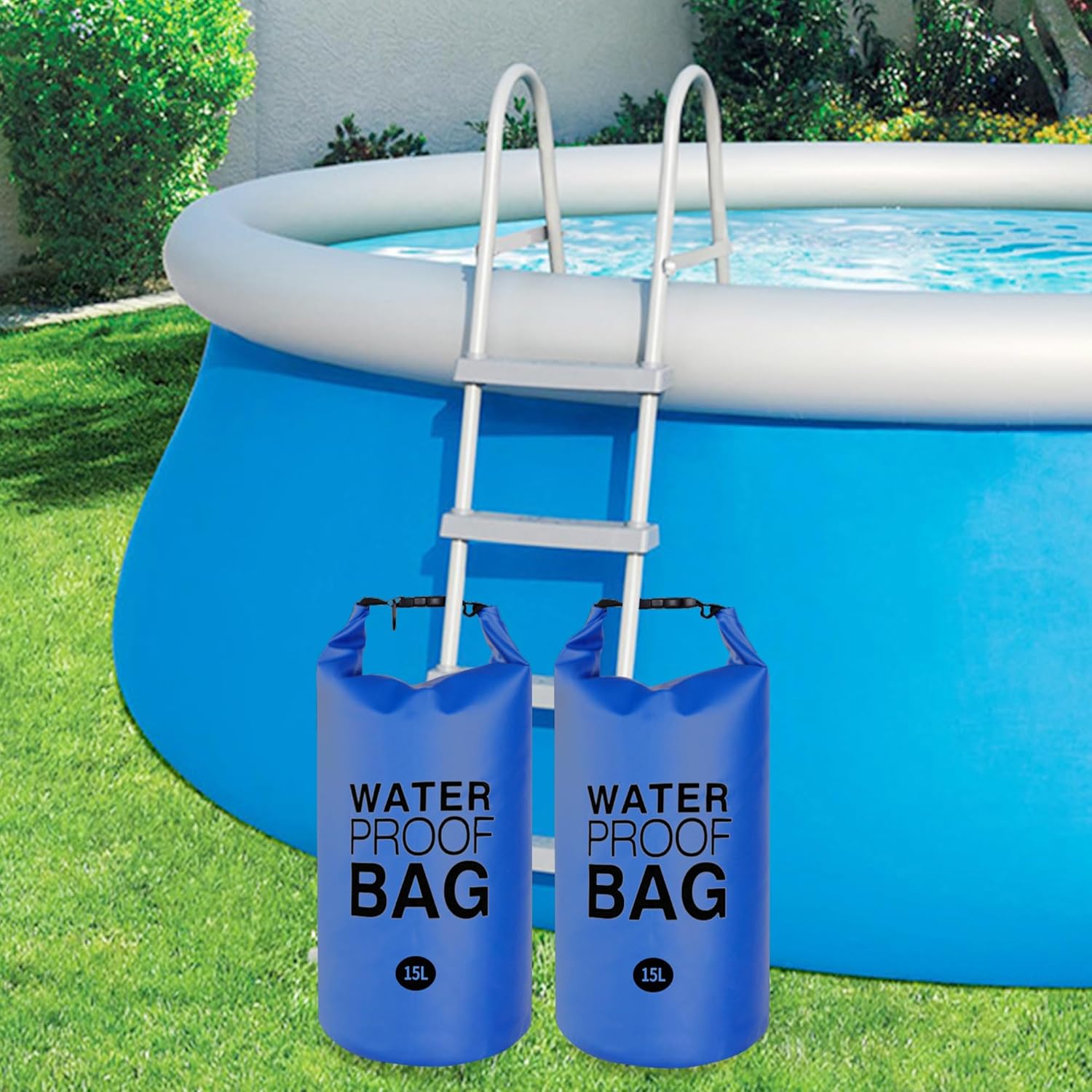 Pool Step Weights, Pool Ladder for Above Ground Pools, Sand Bags Step Anchors Waterproof Sand Bags for Pool Steps with Heavy-Duty Nylon & Strap for Swimming, Hiking (Navy-15L-2pcs) - Image 5