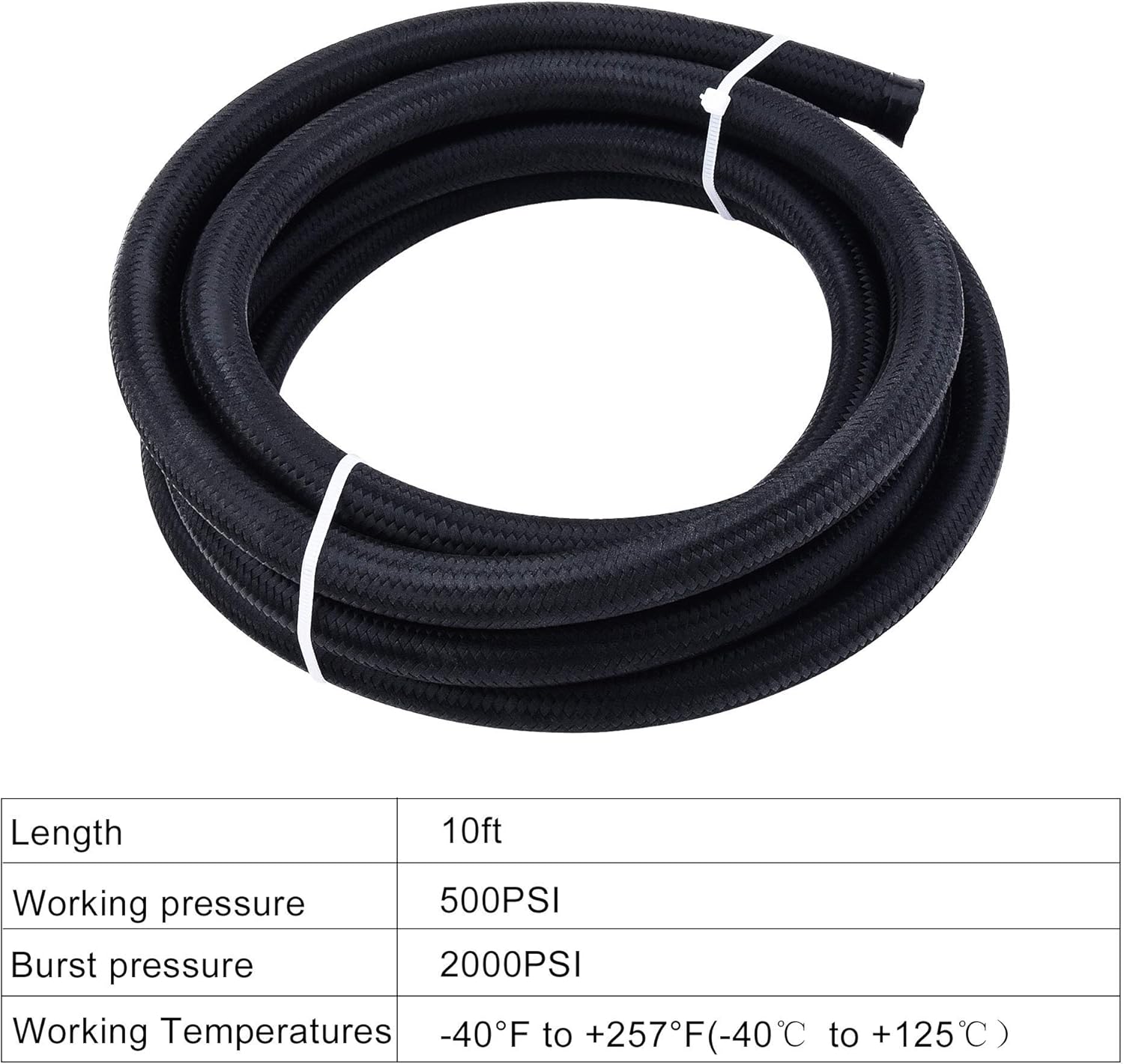 EVIL ENERGY 10FT 5/8'' Nylon Stainless Steel Braided CPE Fuel Line Bundle with 10AN Fuel Hose Separator Clamp