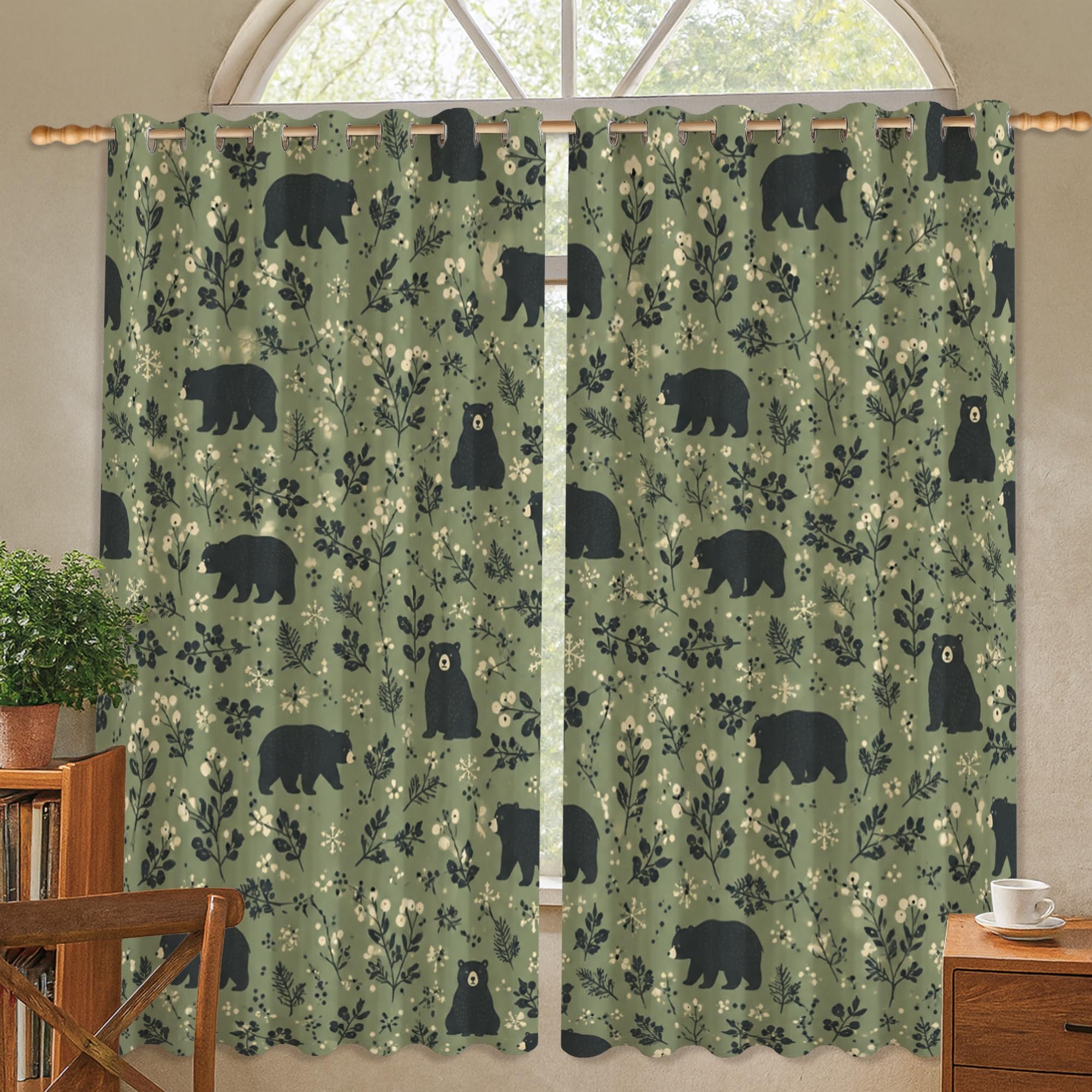 Rideaux occultants à œillets motif ours pour décorer une chambre ou un salon