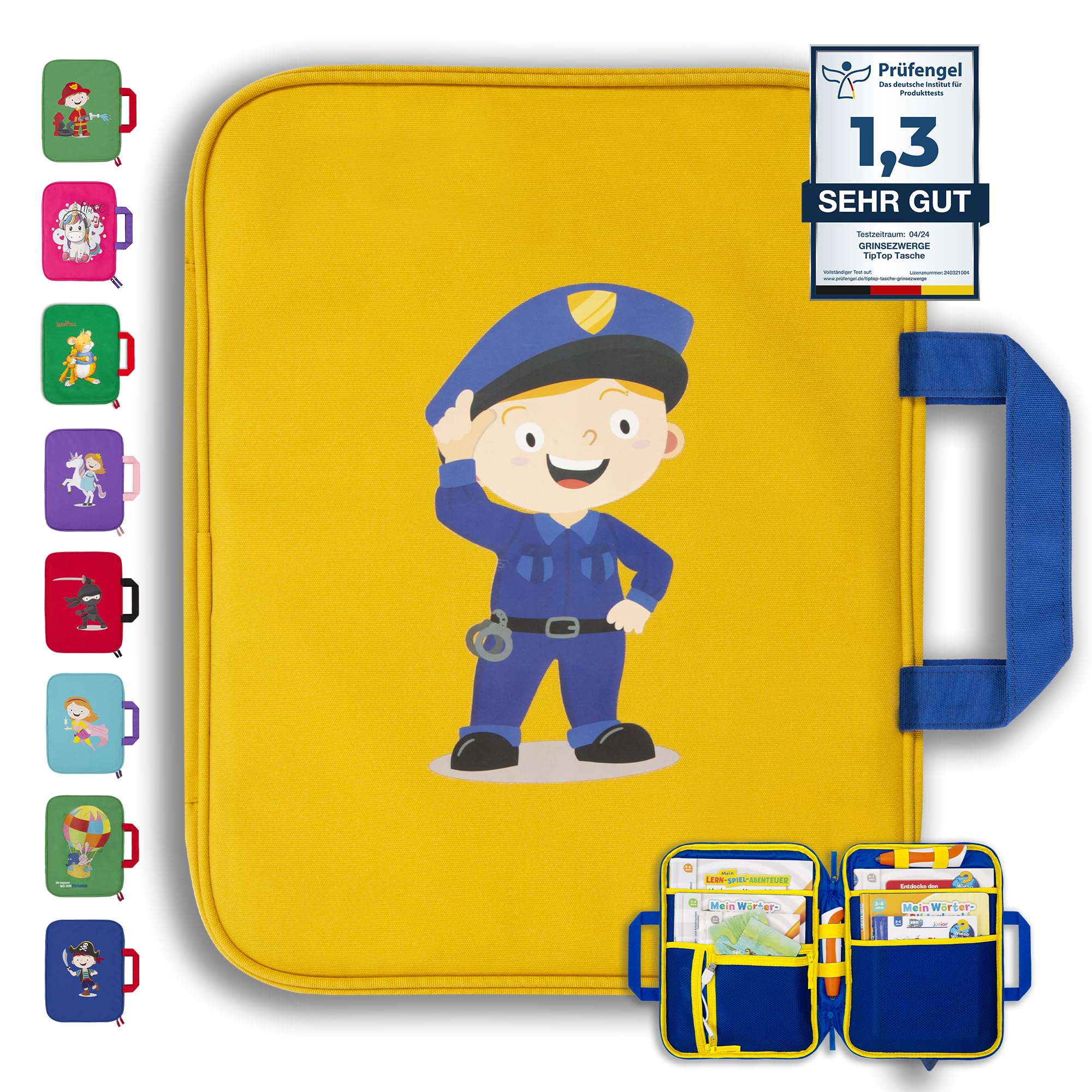 GRINSEZWERGECase for TipToi Books Plus TipToi Pen and Accessories, Also Suitable for Children's Tablets and Edurino, Tip TOI Starter Set, Book Storage, Case Headphones Policeman