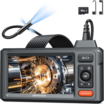DEPSTECH Inspection Endoscope Camera with Lights: 1080P Triple Lens Snake Camera with 5 Screen and 16.5FT Flexible Cable, Waterproof Industrial Borescope Tool for Auto, Wall, Sewer, Pipe, Mechanics