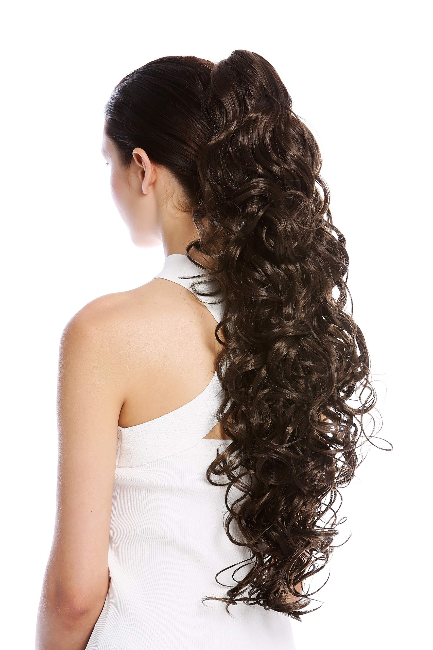 WIG ME UP - N1095-V-8 Ponytail Hairpiece Extensions extremely long voluminous curled curls medium brown 25inch