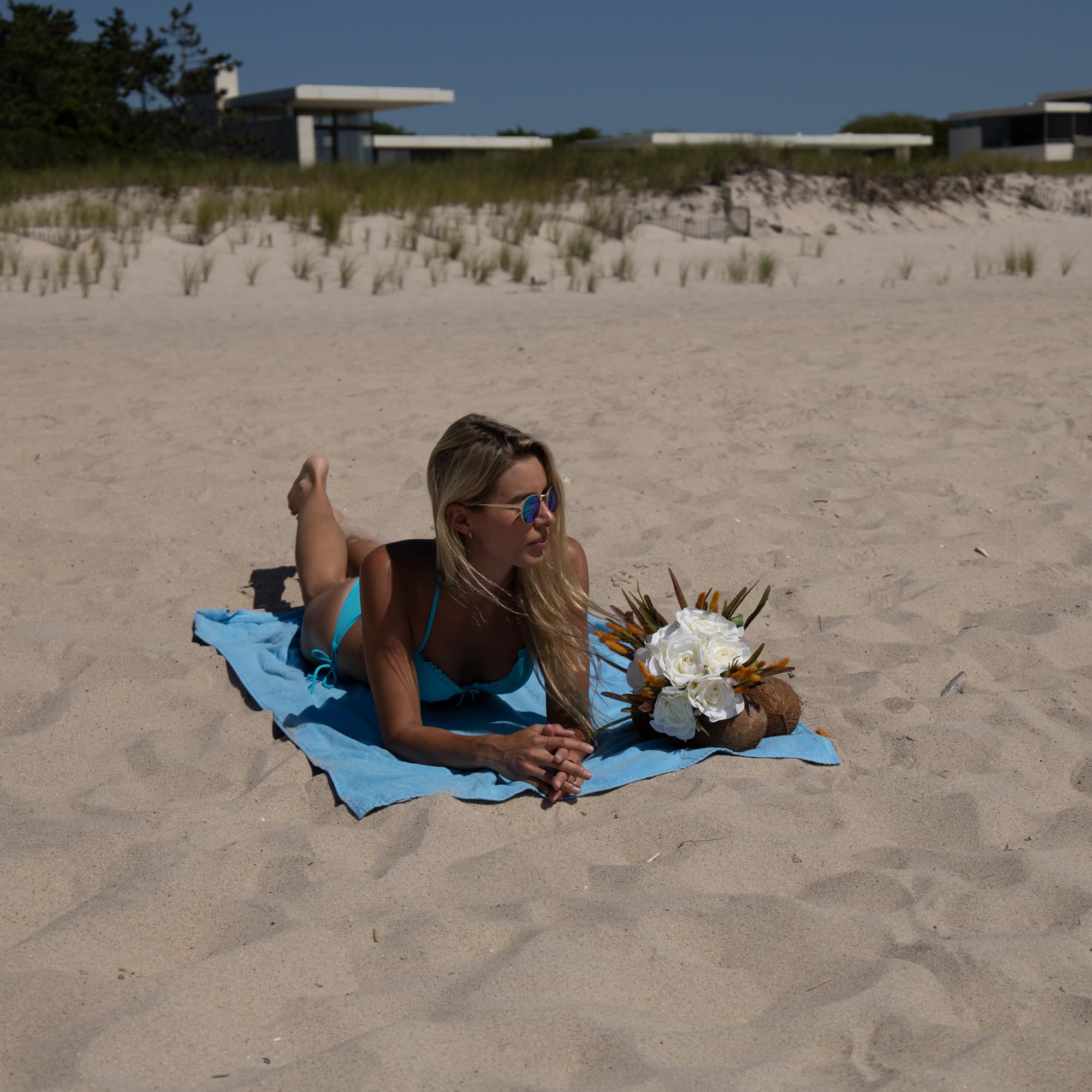 Mosobam Weiches Strandtuch, 35 x 70 cm, Blau, Luxus-Cabana, 450 g/m², Hotelhandtücher, schnell trocknend, übergroß, Reise-Set, Viskose aus Bambus, türkische Baumwolle