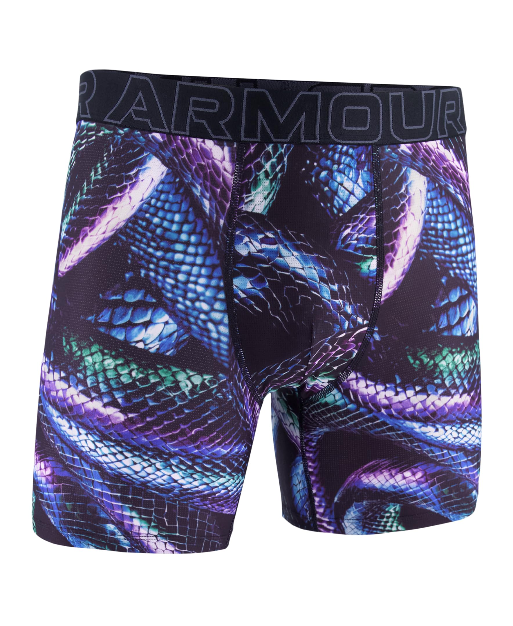 Under Armour mens Performance Tech Mesh Print Singles, 6" Inseam Boxer Brief, Virtual Violet, XXL