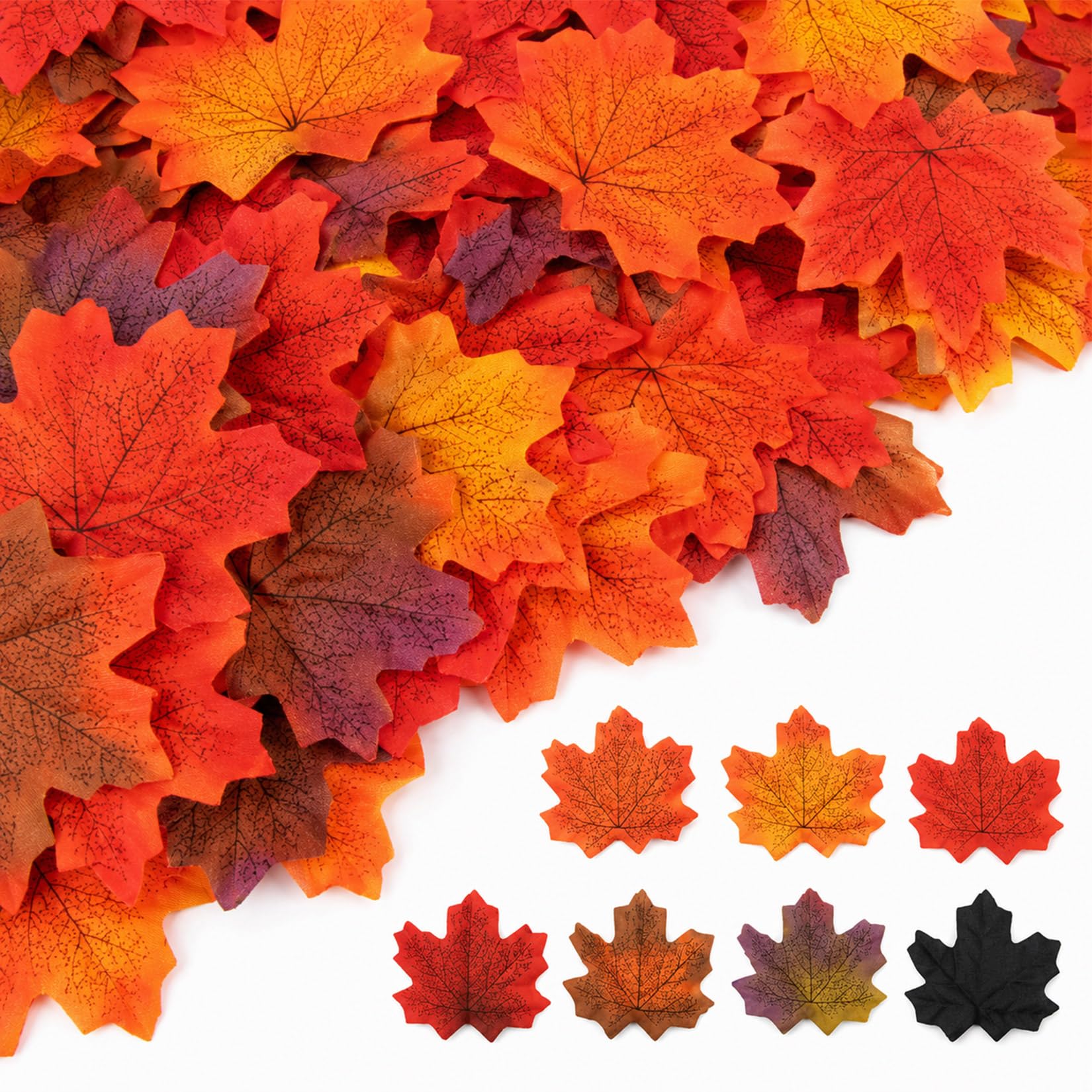 MAQIHAN 350PCS Autumn Leaves - Mixed Colors Fall Decorations Artificial Autumn Foliage Fake Maple Leaves for Halloween Thanksgiving Indoor Outdoor Decor Home Decor