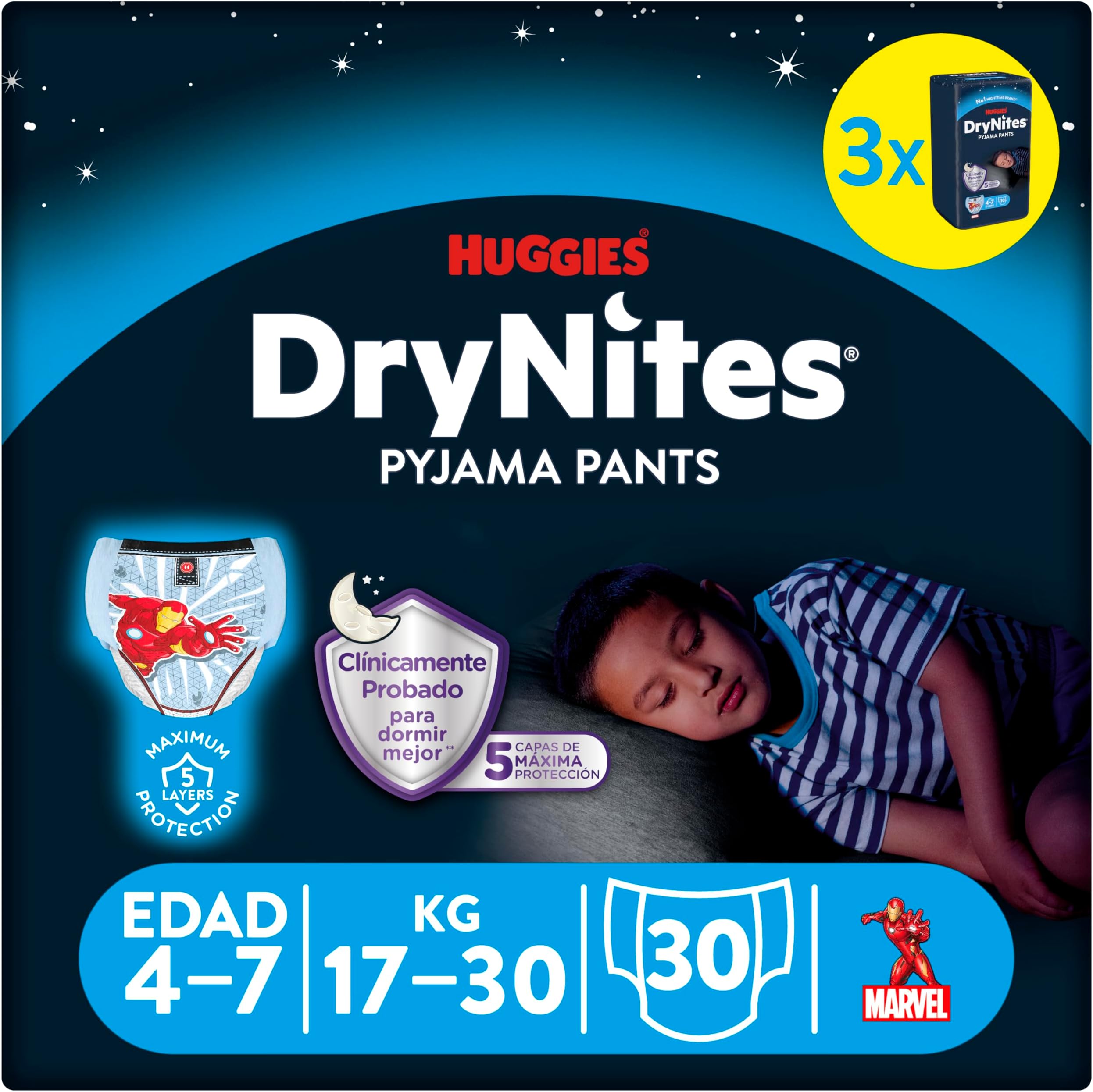 4-7 Years DryNites Pyjama Pants Spiderman 30 per Pack, White