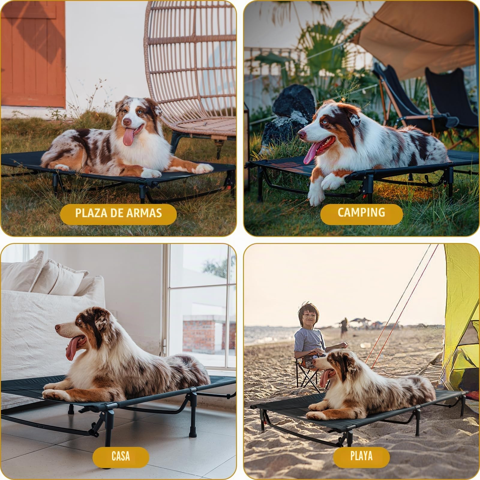 OneTigris Cama para perros, al aire libre, cama elevada para perros, 130 x 70 cm, altura 21 cm, ajuste rápido, estable, cómoda y transpirable, duradera y fácil de limpiar