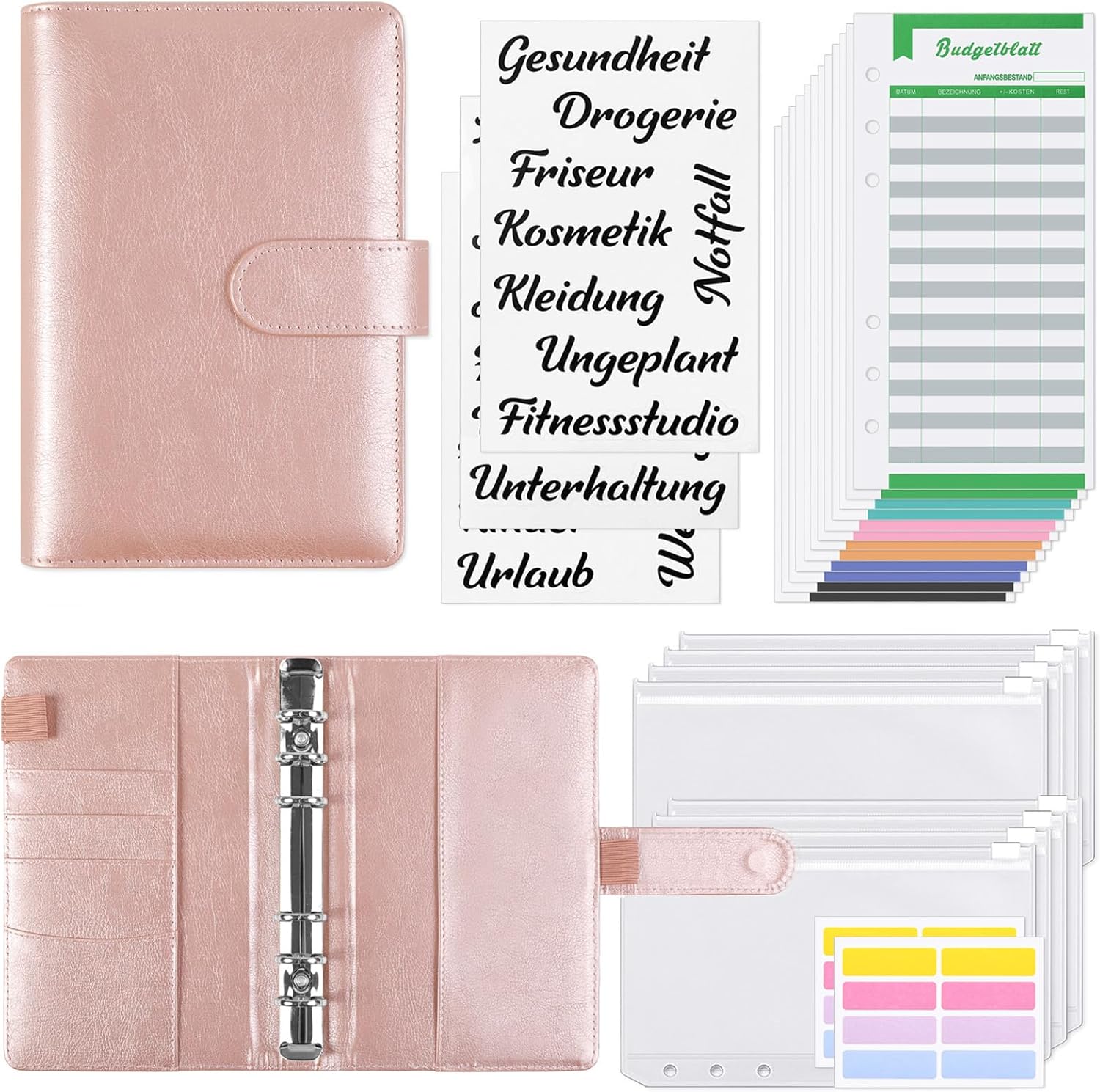 Organizer Budget Con Buste A6 - Portafoglio Con 12 Buste A Cerniera, Foglio Di Bilancio, Per Gestione Spese Personali
