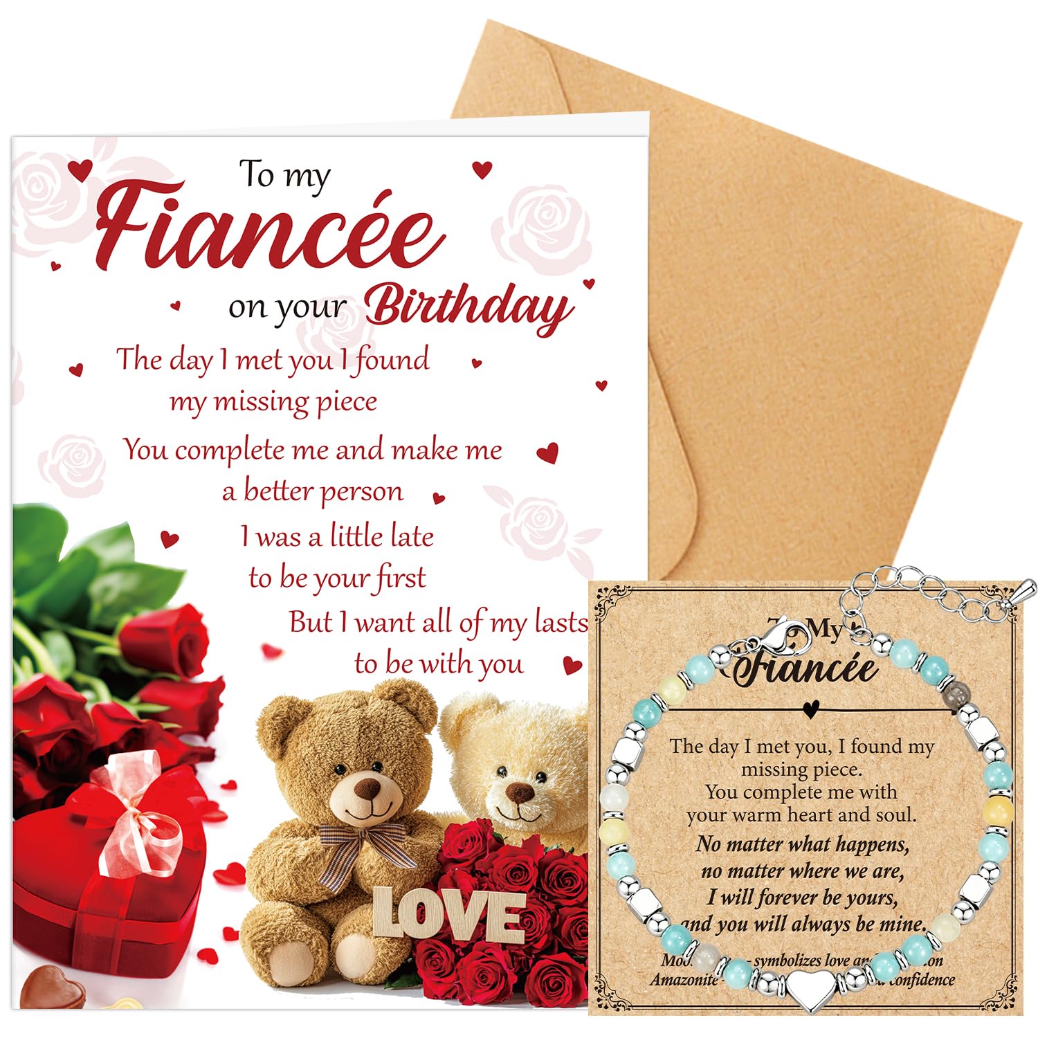 Luvart Fiancée Birthday Card Gift - Fiancée Greeting Card with Bracelet Fiancee Birthday Gifts from Fiancé I Love You Gifts for Fiancee Her Future Wife — image 1