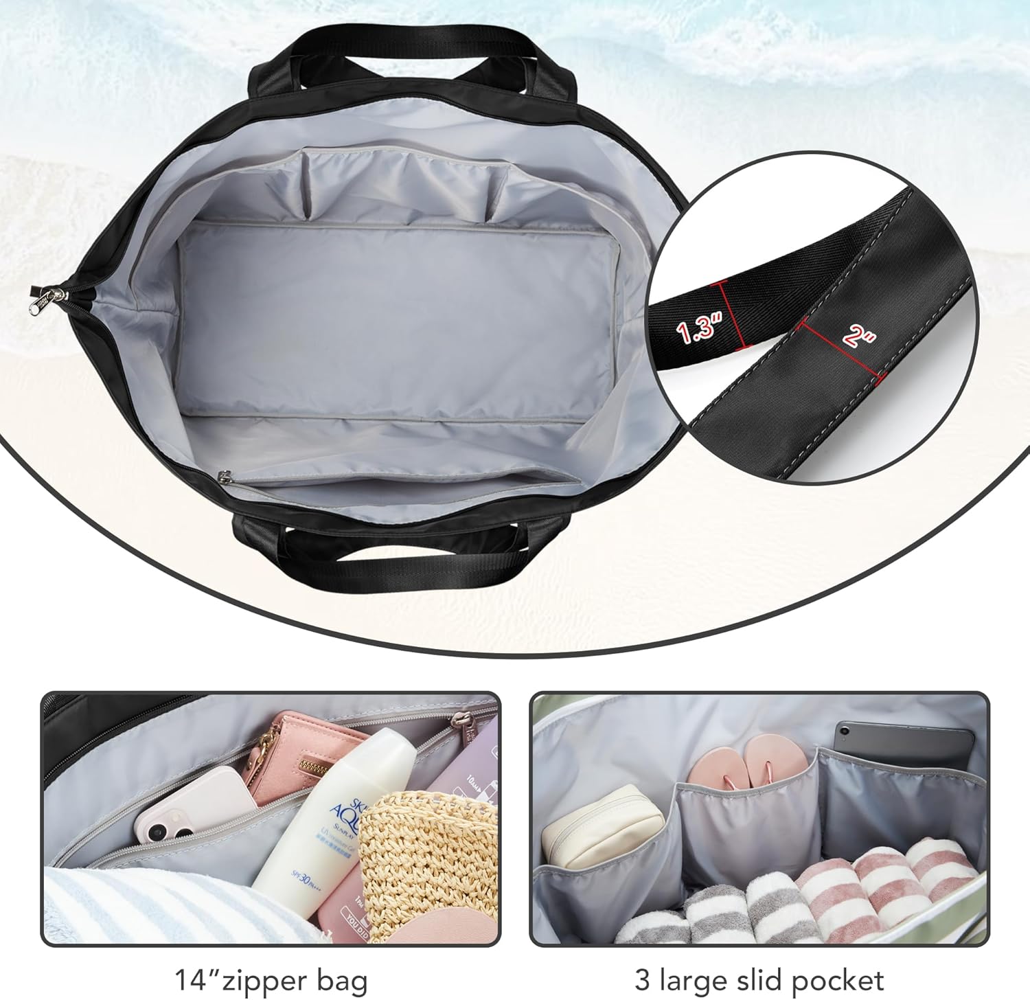 KALIDI 60L Extra Large Duffle Bag, Beach Tote Zipper Utility Oversized Weekender Carrier Travel Shopping Reusable Grocery Bag