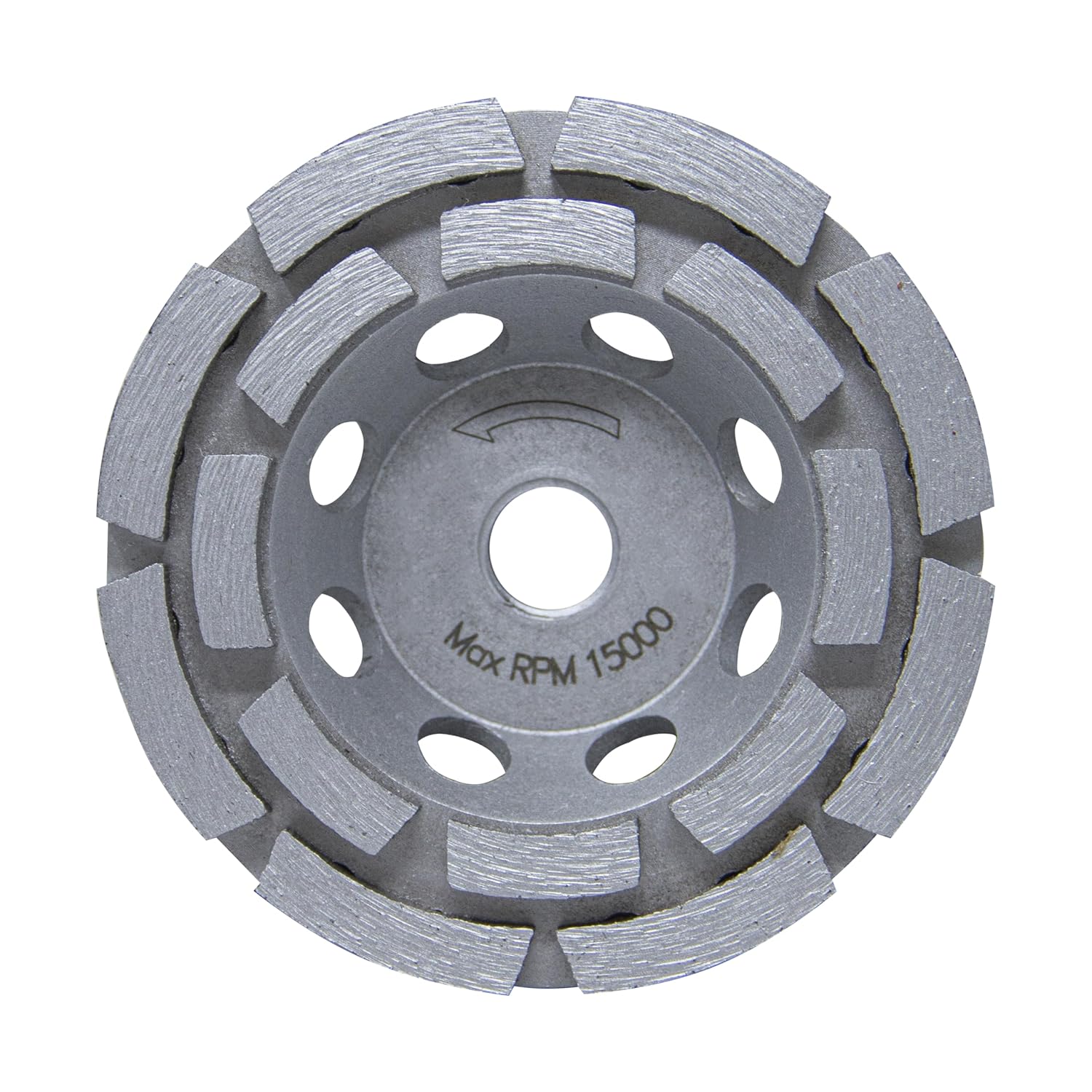 Omega 4-Inch Cup Wheels, Wet/Dry Use, 16 Double Row Segments for Grinding Removal, Concrete, Block, Brick, Masonry Grinding, Concrete Edge Beveling, 5/8"-11 Arbor