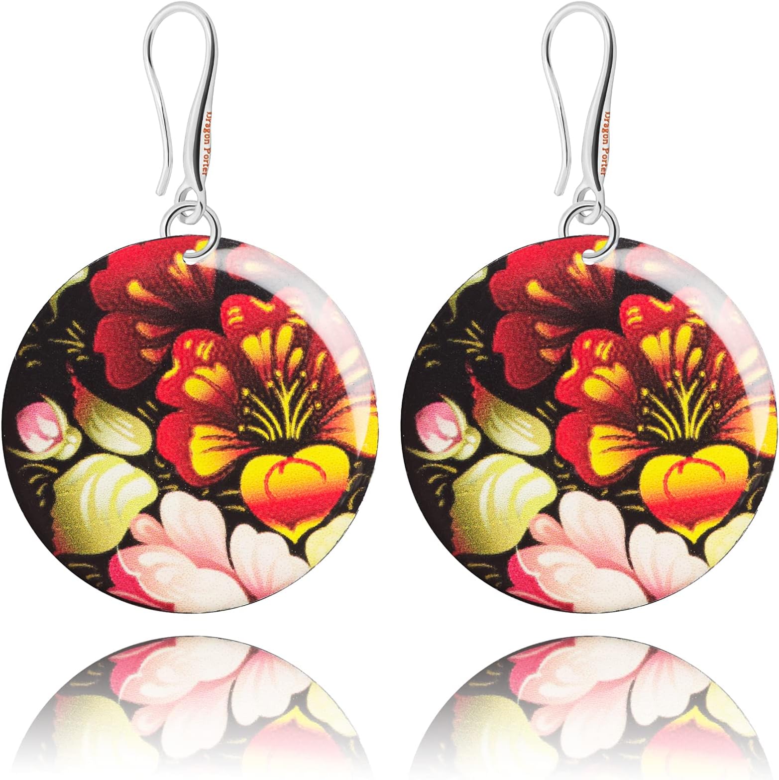 Delicate Floral Blossom Dangle Earrings Jewellery for Women (Style 10 - Red Black)