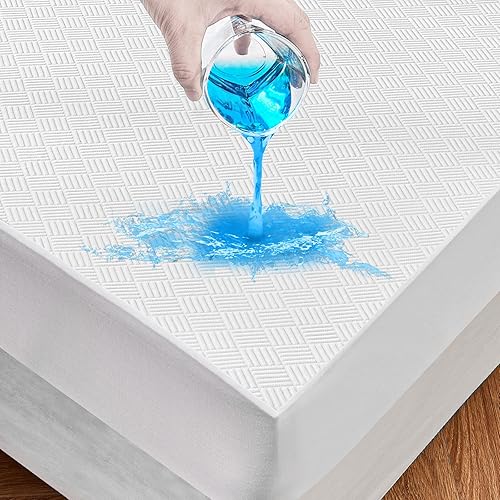 Miniatura 8 de Protector de colchón Queen 100% impermeable, transpirable, refrescante, 3D, suave, sin ruido, lavable a máquina, funda de colchón suave con bolsillo