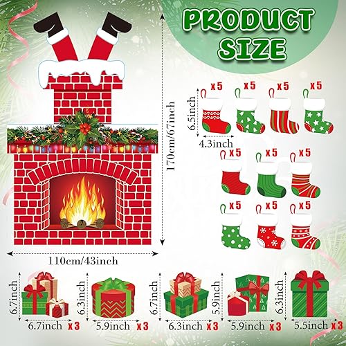 Miniatura 2 de Tatuo 66 piezas de decoración de tablón de anuncios de chimenea de Navidad, gran fondo de chimenea, recortes para tablones de anuncios para el aula