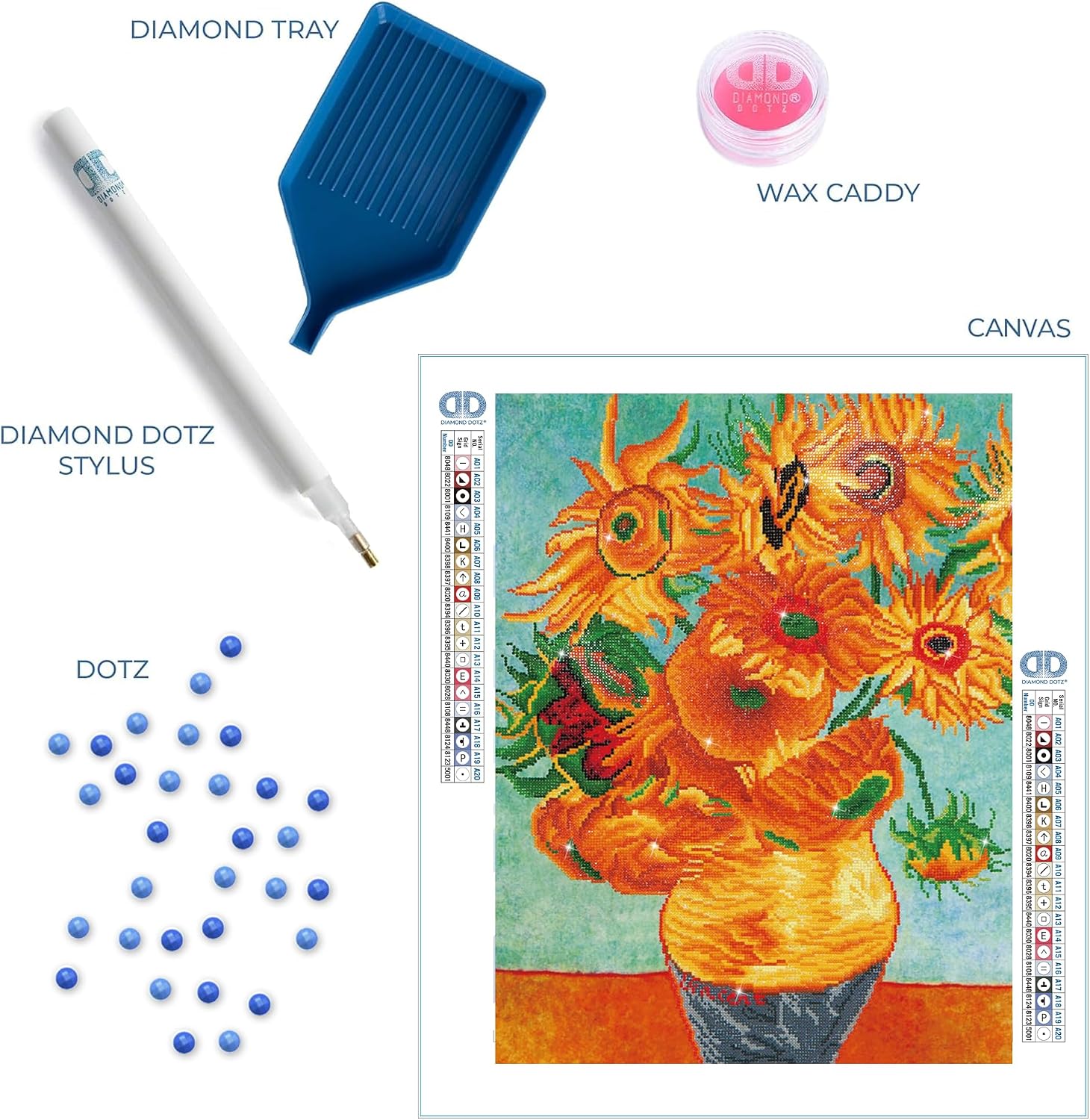DIAMOND DOTZ Sunflowers (Van Gogh) Diamond Painting Kits for Adults - Diamond Art Kits a Relaxing Creative Craft Kit with Dotz Gems