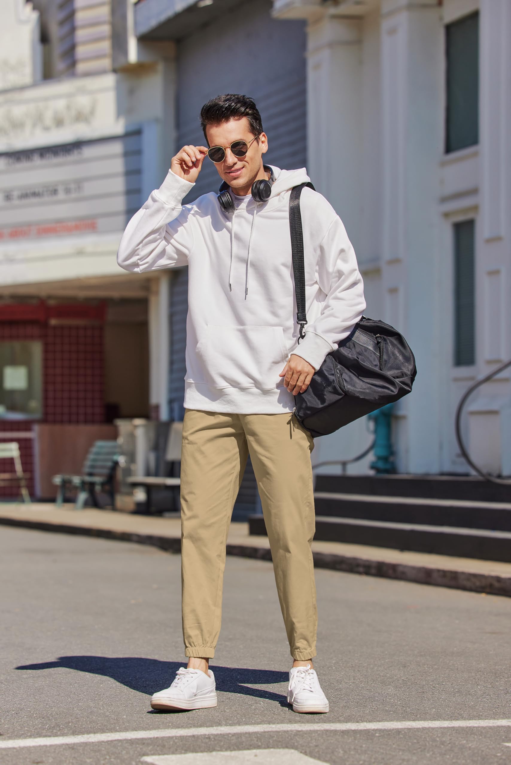 COOFANDY Hosen Herren Cargohose Jogginghose Baumwolle Elastischer Bund Casual Sweatpants Freizeithose mit Gummizug Schlupfhose mit Taschen