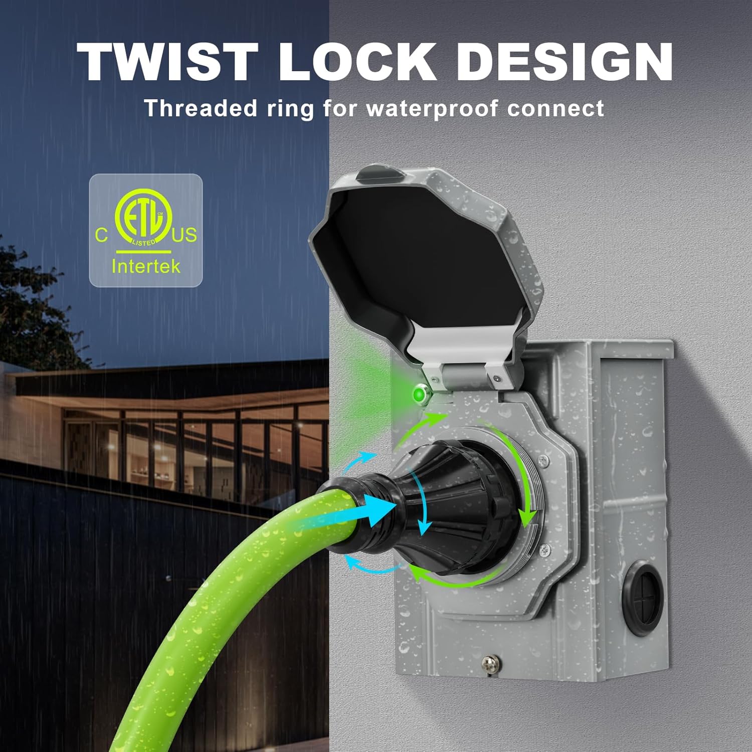 50 Amp Generator Cord, 25 Feet 50A RV Extension Cord with Twist Locking NEMA 14-50P to SS2-50R Heavy Duty STW 6/3+8/1 AWG Gauge Power Cable Wire for RV Camper & House, ETL Listed