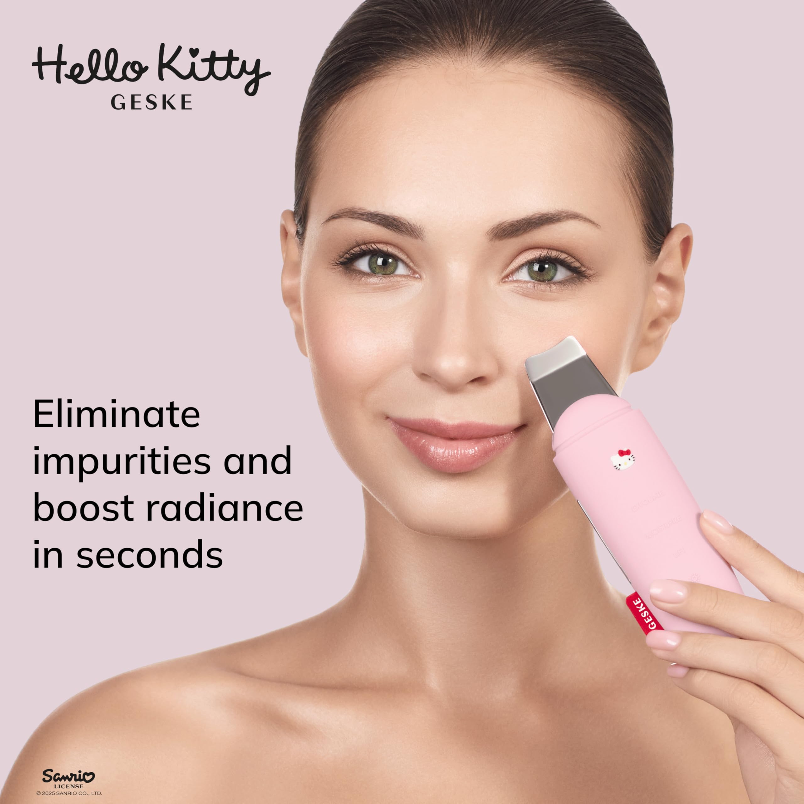 GESKE x Hello Kitty | Dispositivo a microcorrente per l'esfoliazione e la rimozione dei punti neri SmartAppGuided™ | 9 in 1 | Cura della pelle e pulizia del viso | Anti-età | Lifting facciale