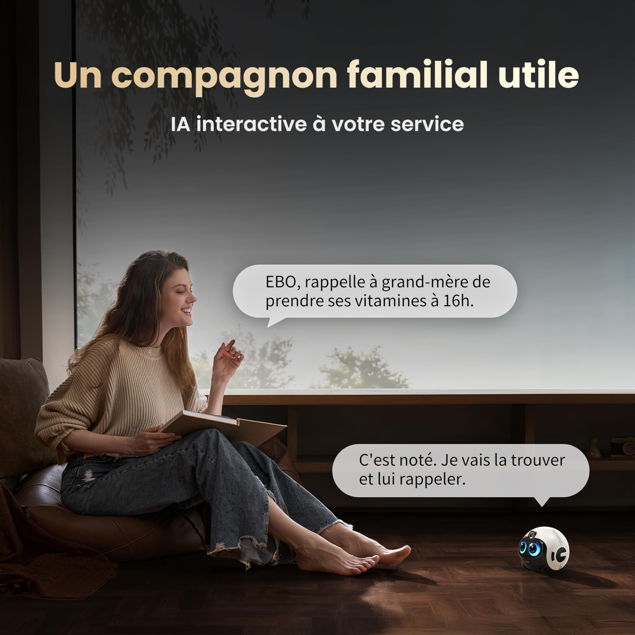 Enabot EBO Max FamilyBot – Robot Caméra 4K, IA Multimodale, Interaction Personnalisée, Vidéo Bidirectionnelle avec Engagement Familial – pour la Famille et Les Animaux | Robot domestique IA avec caméra 4K, mouvement intelligent et commande vocale pour la