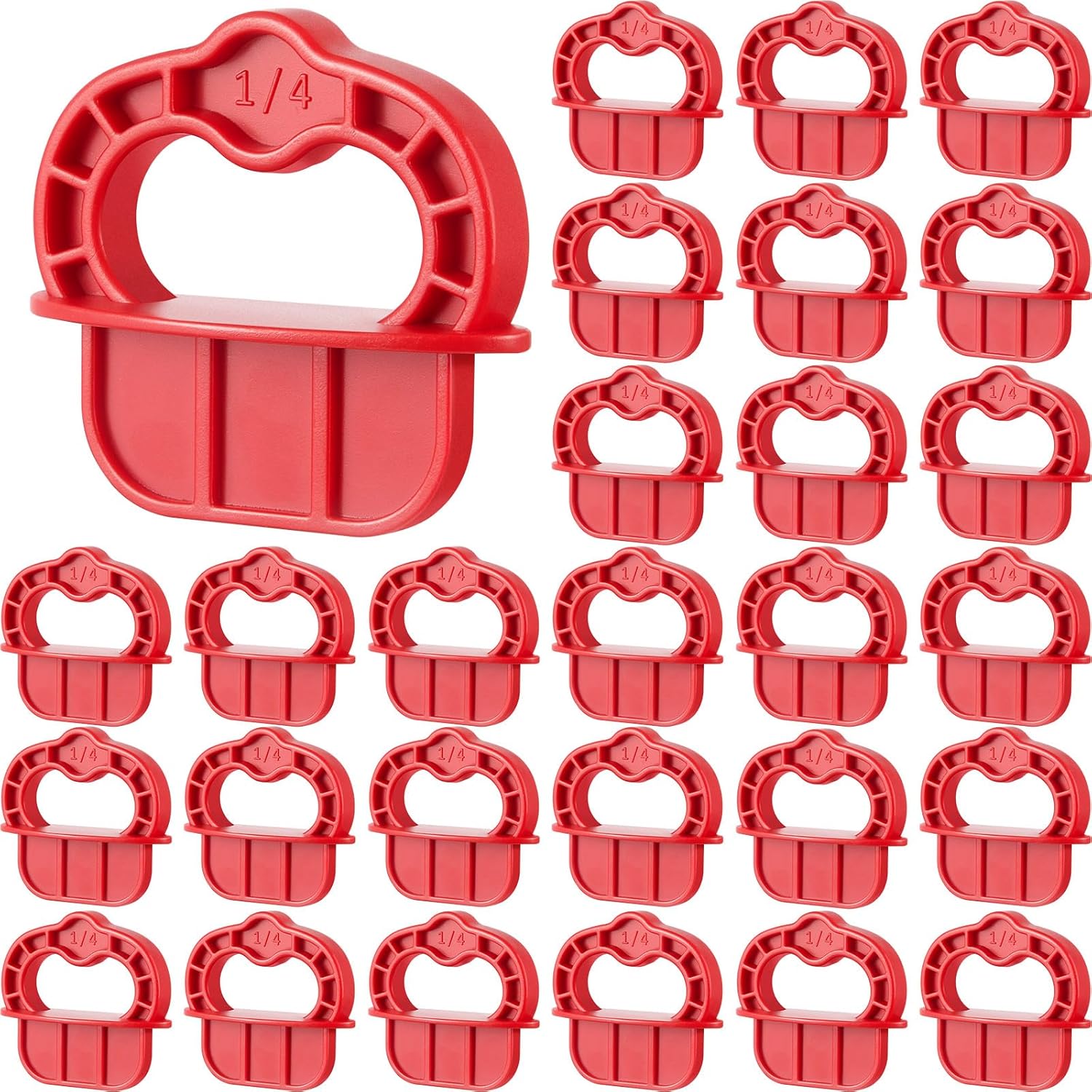 Vercraft 48 Pcs Red 1/4 Inch Deck Spacer Board Jig Gap Board with Bright Color Easily Spotting, Easy Pull, Deck Board Jig Spacer Rings for Pressure Treated Composite Plank Decking Tool
