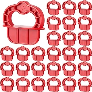 48 Pcs Red 1/4 Inch Deck Spacer Board Jig Gap Board with Bright Color Easily Spotting, Easy Pull, Deck Board Jig Spacer Rings for Pressure Treated Composite Plank Decking Tool