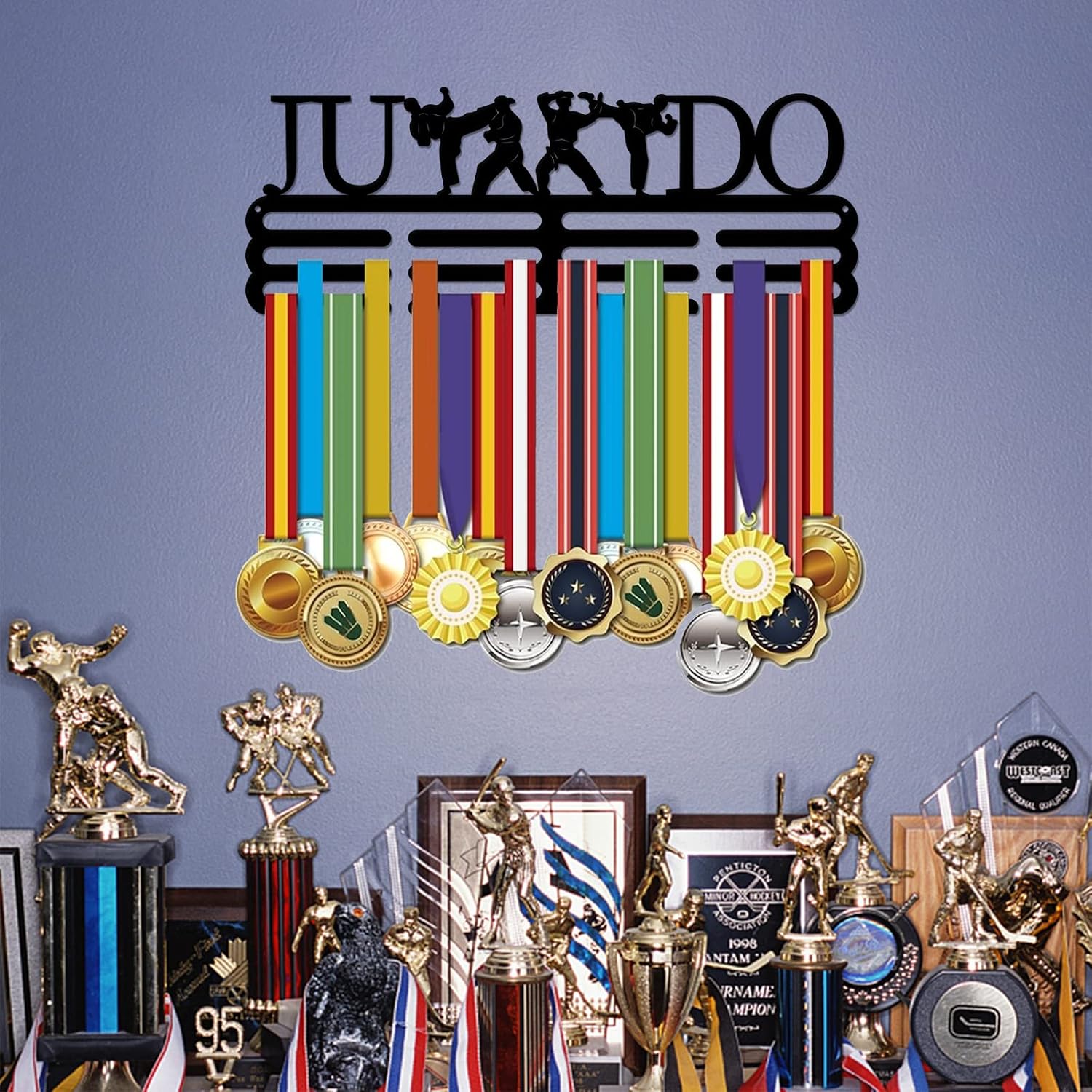 SUPERDANT Medal Hanger Sports Medals Holder Personalised Award Black Metal Rack Wall Mount Competition Hanging Hooks Gifts for Athletes