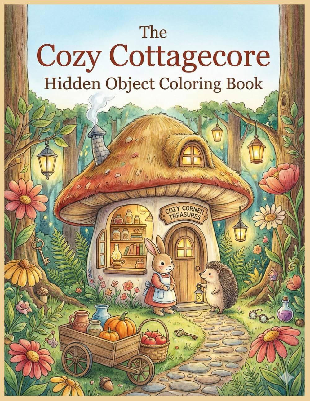 The Cozy Cottagecore: Hidden Object Coloring Book