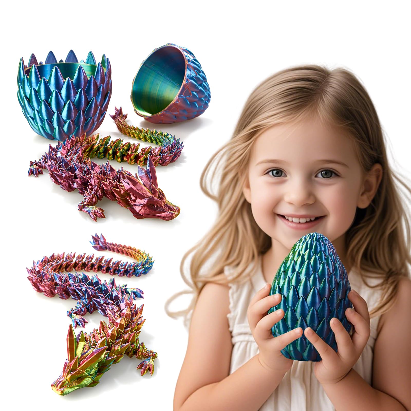 Dragon Imprimé en 3D dans un œUf, de Cristal EntièRement Articulé avec Dragon Imprimé en 3D dans un œUf, de Cristal EntièRement Articulé avec
