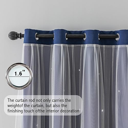 Miniatura 3 de Anytime Cortina romántica para niños, cortina opaca de doble capa con diseño de estrellas huecas para dormitorio de niñas, habitación de niños, 2