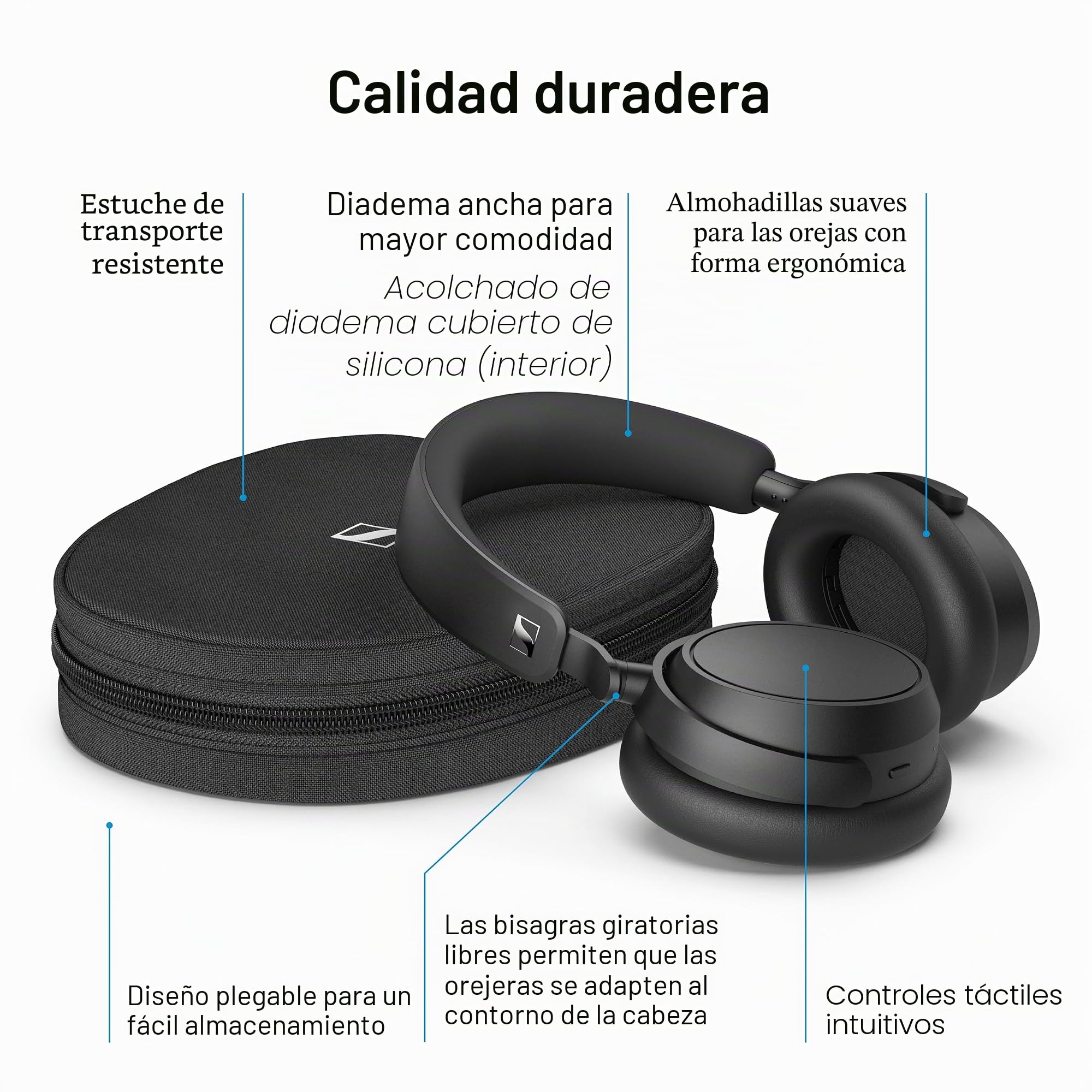Sennheiser ACCENTUM Plus - Auriculares Bluetooth inalámbricos, función de Carga rápida, batería de 50 Horas de Tiempo de reproducción, ANC híbrido Adaptable, Color Blanco