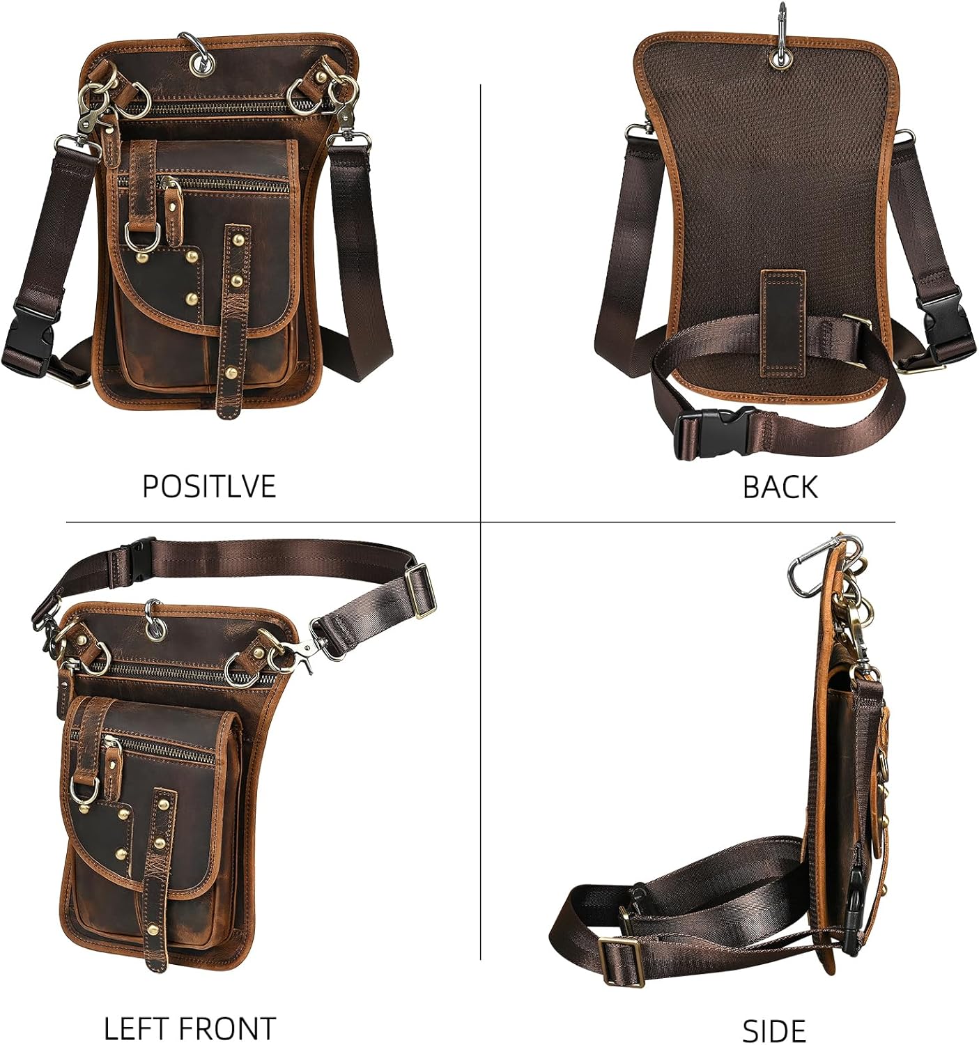 Canvas + Leather Motorcycle Travel Fanny Waist Pack Drop Thigh Leg Bag Pouch For Men Women FB2141