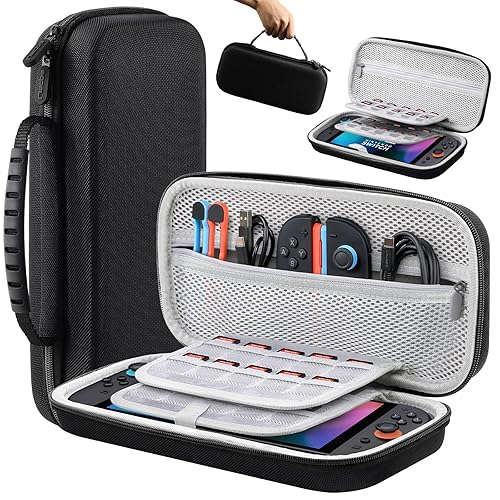 Lmcpa Carrying Case for 2025 Nintendo Switch 2 Console, Travel Case with 20 Game Cartridges, Protective Hard Shell Portable Case Pouch for 2025 Nintendo Switch 2 Console & Accessories, Black - Black