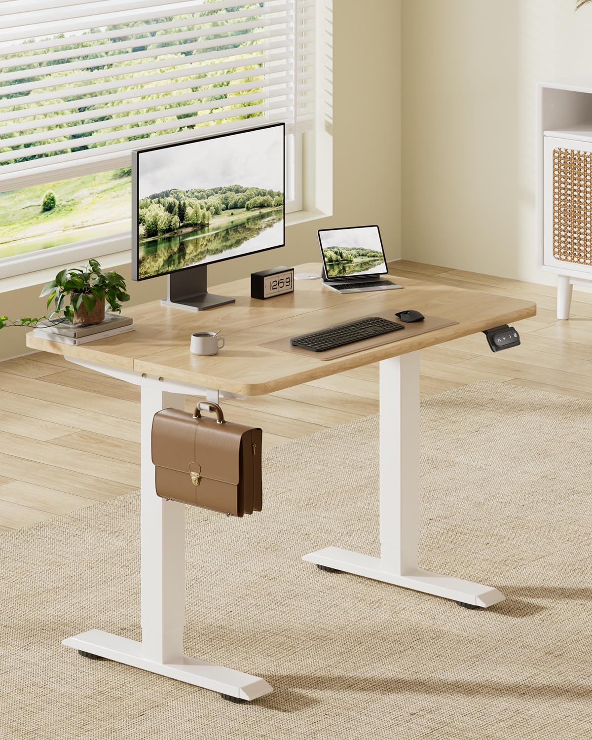 TRIUMPHKEY Bureau Assis Debout 100 x 60 cm, Beige