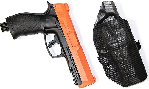 Miniatura 3 de REVKEL Custom OWB Paddle Kydex Holster CCW para pistola de bolas de pimienta UMAREX T4E PDP50. Dibujo negro a la derecha. Hecho a mano en Texas, EE.