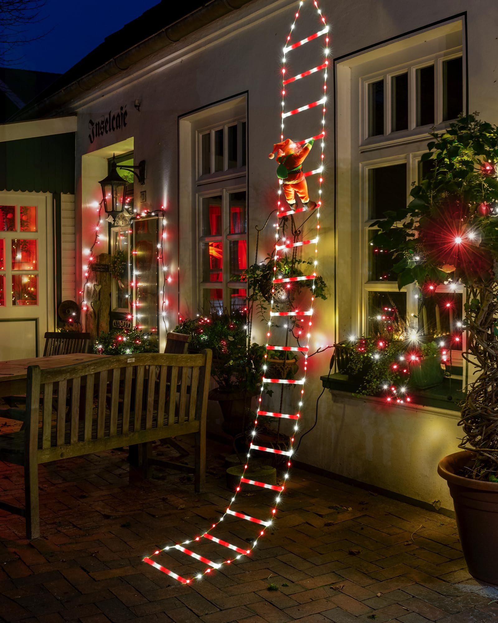 Toodour LED Christmas Lights - 10ft Christmas Decorative Ladder Lights with Santa