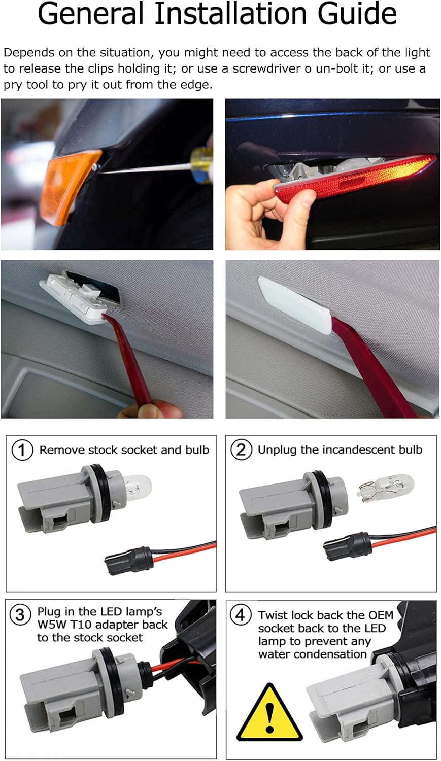 iJDMTOY JDM GT-Stype Dark Black-Out White Driving/Amber Sequential Blink Full LED Front Bumper Side Marker Lights Compatible With Honda 2016-2021 Civic, Replace OEM Amber Front Reflex