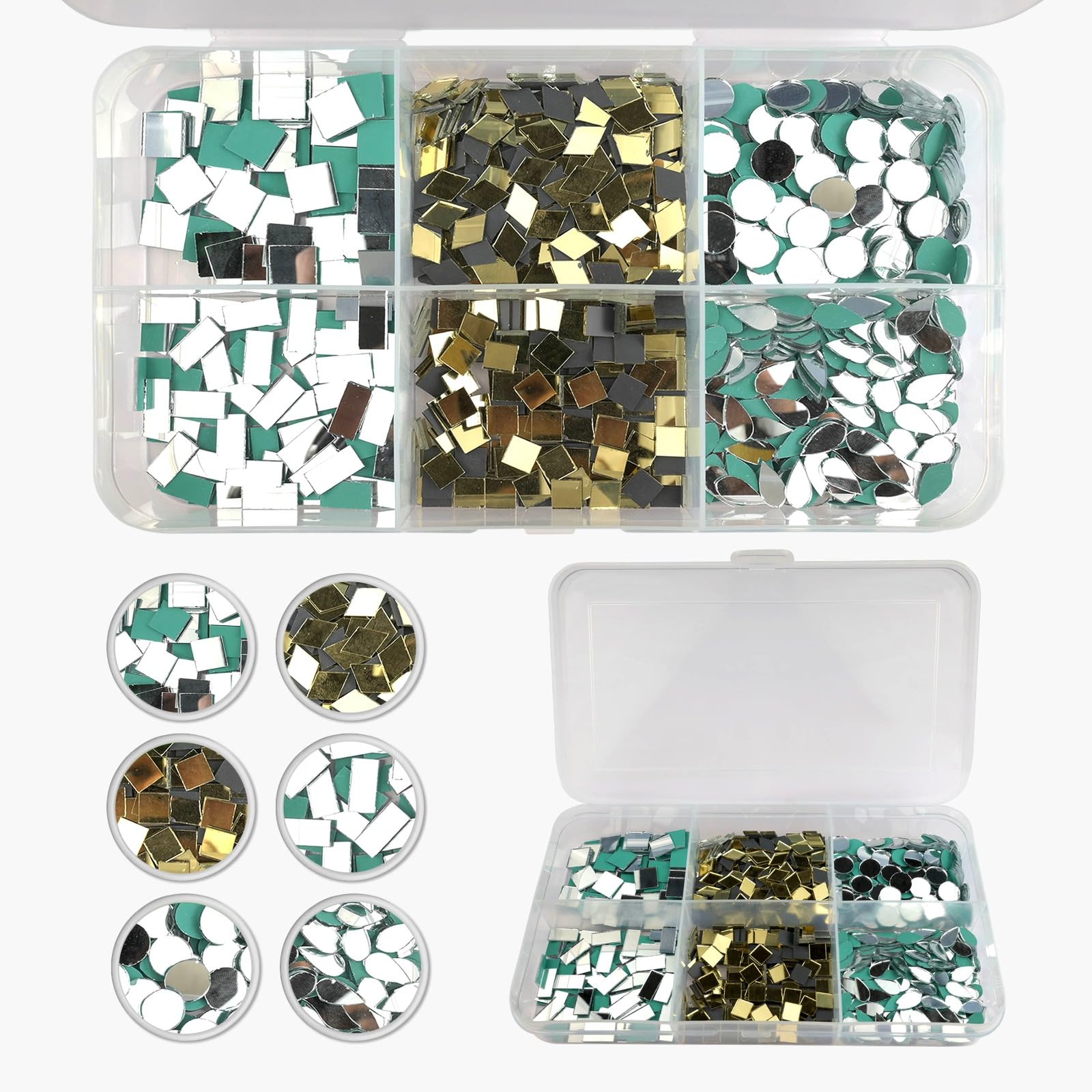 Goelite Mirror for Craft Work (6 Different Shapes 200 Pieces Each Shape) Lippan Art Materials Kit Mirrors DIY Best Kit for Art and Craft (Pack of 1000 Mirrors - 6 Shape)
