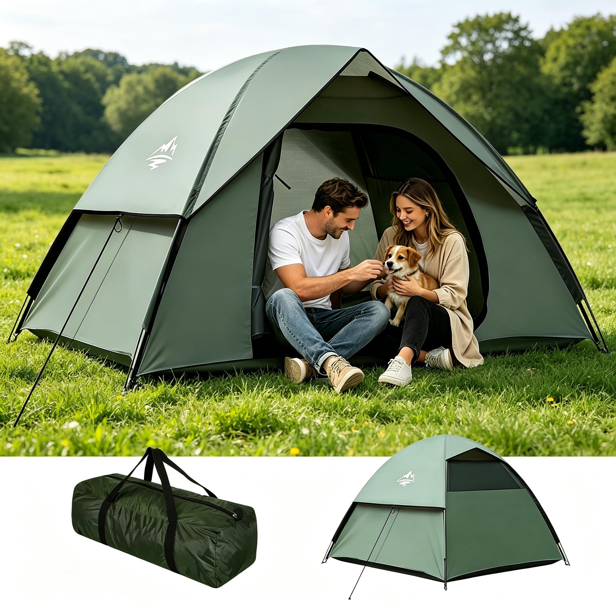Tienda de campaña para 1-3 Personas, Ultraligera, Tienda de Doble Capa Impermeable y Resistente al Viento con tamaño de Embalaje pequeño para Acampar, jardín, Senderismo, Trekking y familias