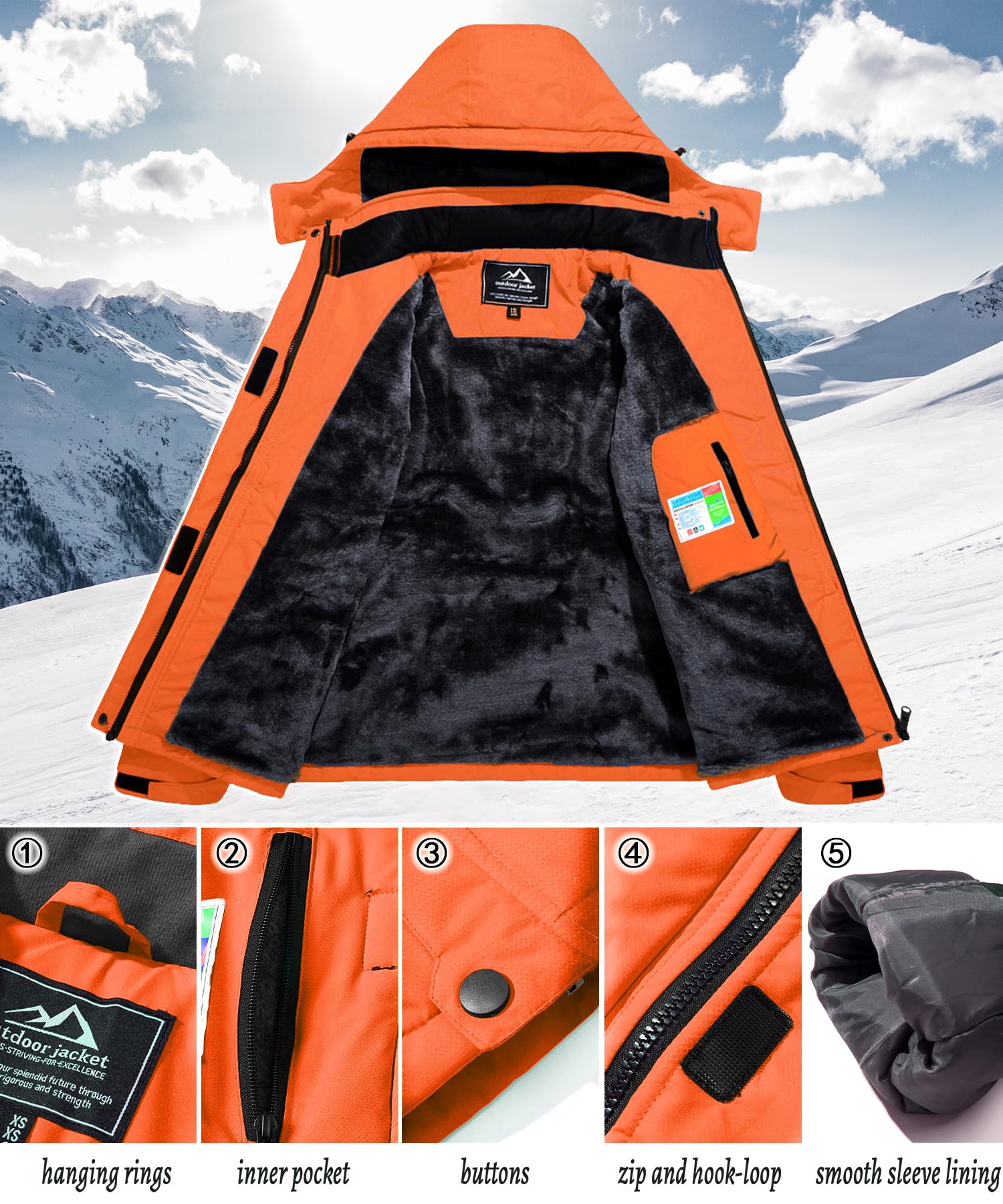 TACVASEN Donna Giacca di Transizione Calda Jacket Invernale Foderata Trekking Sci con Cerniera Impermeabile